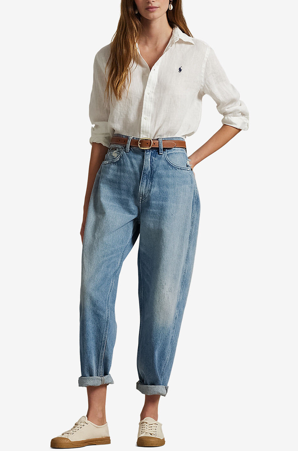 POLO RALPH LAUREN Chemise en lin à manches longues Classic Fit Femme BLANC 4