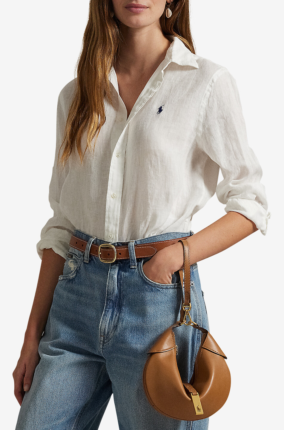 POLO RALPH LAUREN Chemise en lin à manches longues Classic Fit Femme BLANC 5