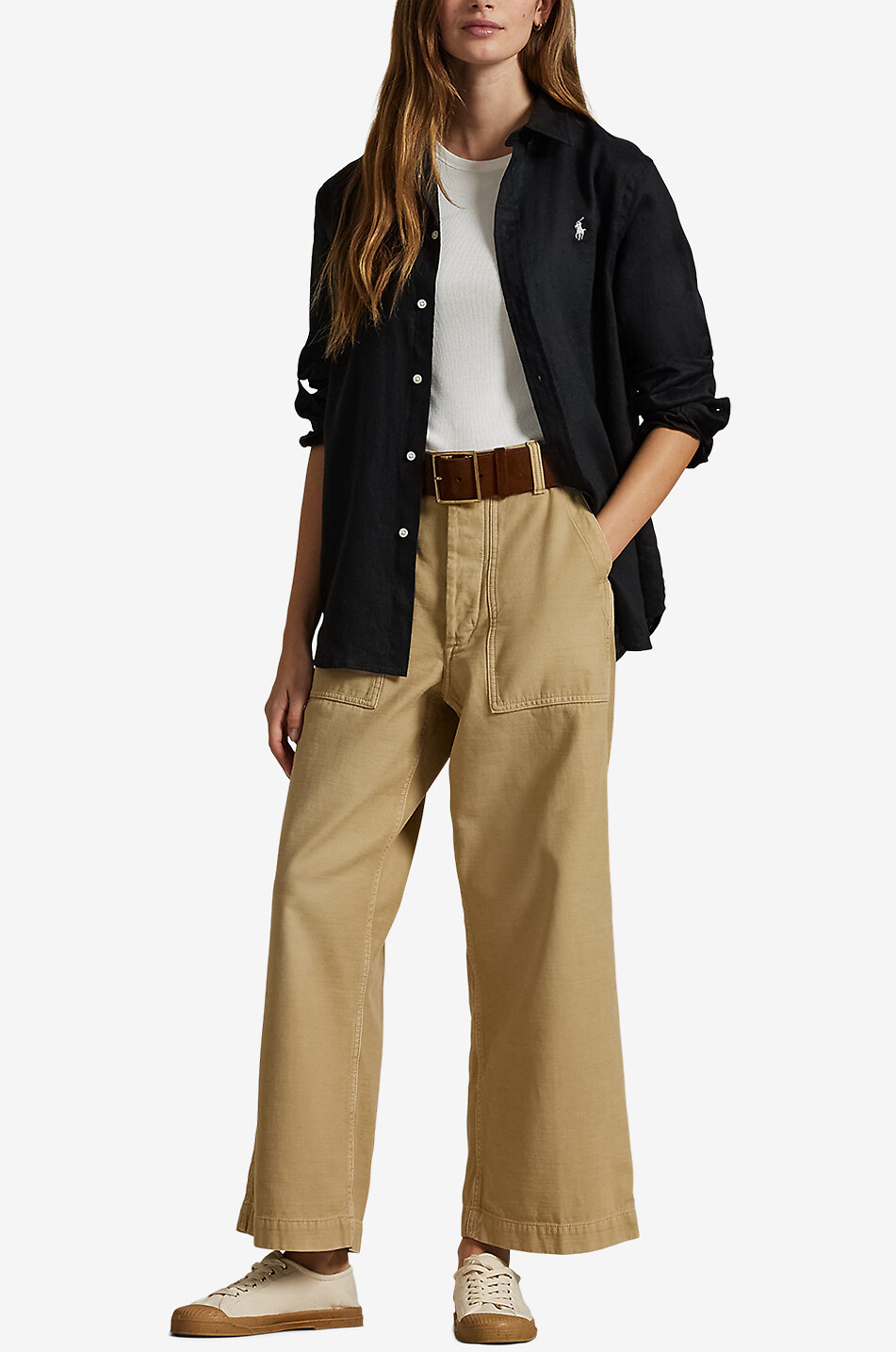 POLO RALPH LAUREN Classic Fit linen long-sleeved shirt Women BLACK 4