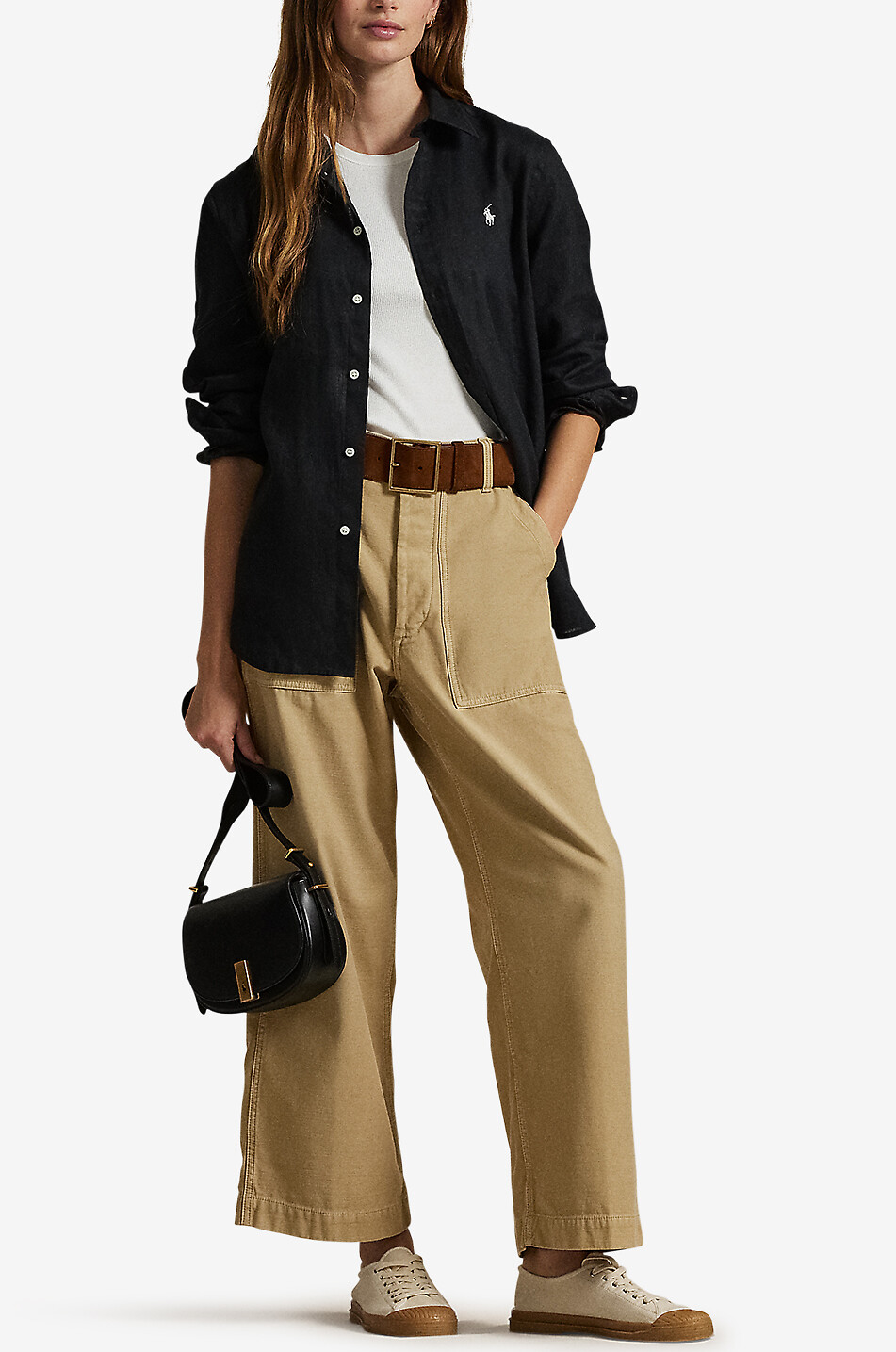 POLO RALPH LAUREN Classic Fit linen long-sleeved shirt Women BLACK 5