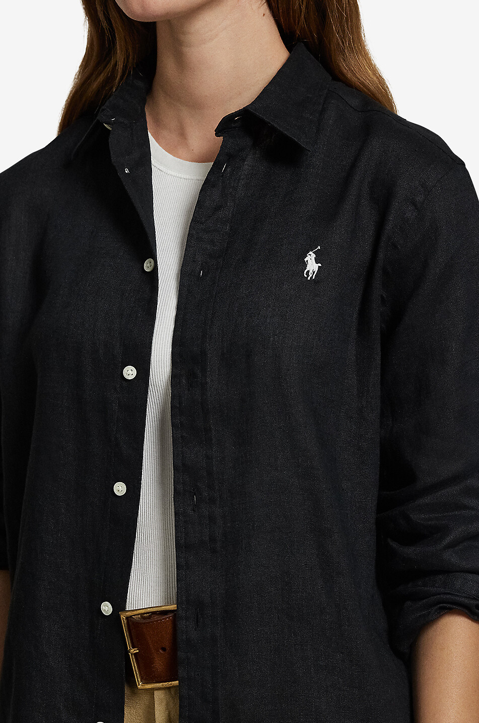 POLO RALPH LAUREN Classic Fit linen long-sleeved shirt Women BLACK 6