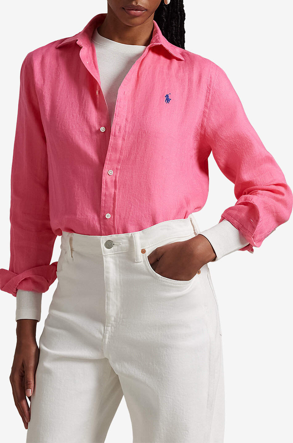 POLO RALPH LAUREN Classic Fit linen long-sleeved shirt Women PINK 2