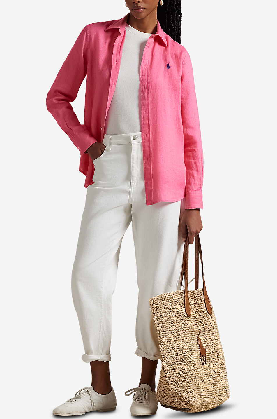 POLO RALPH LAUREN Classic Fit linen long-sleeved shirt Women PINK 4