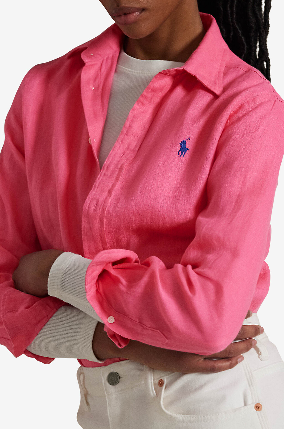 POLO RALPH LAUREN Classic Fit linen long-sleeved shirt Women PINK 6