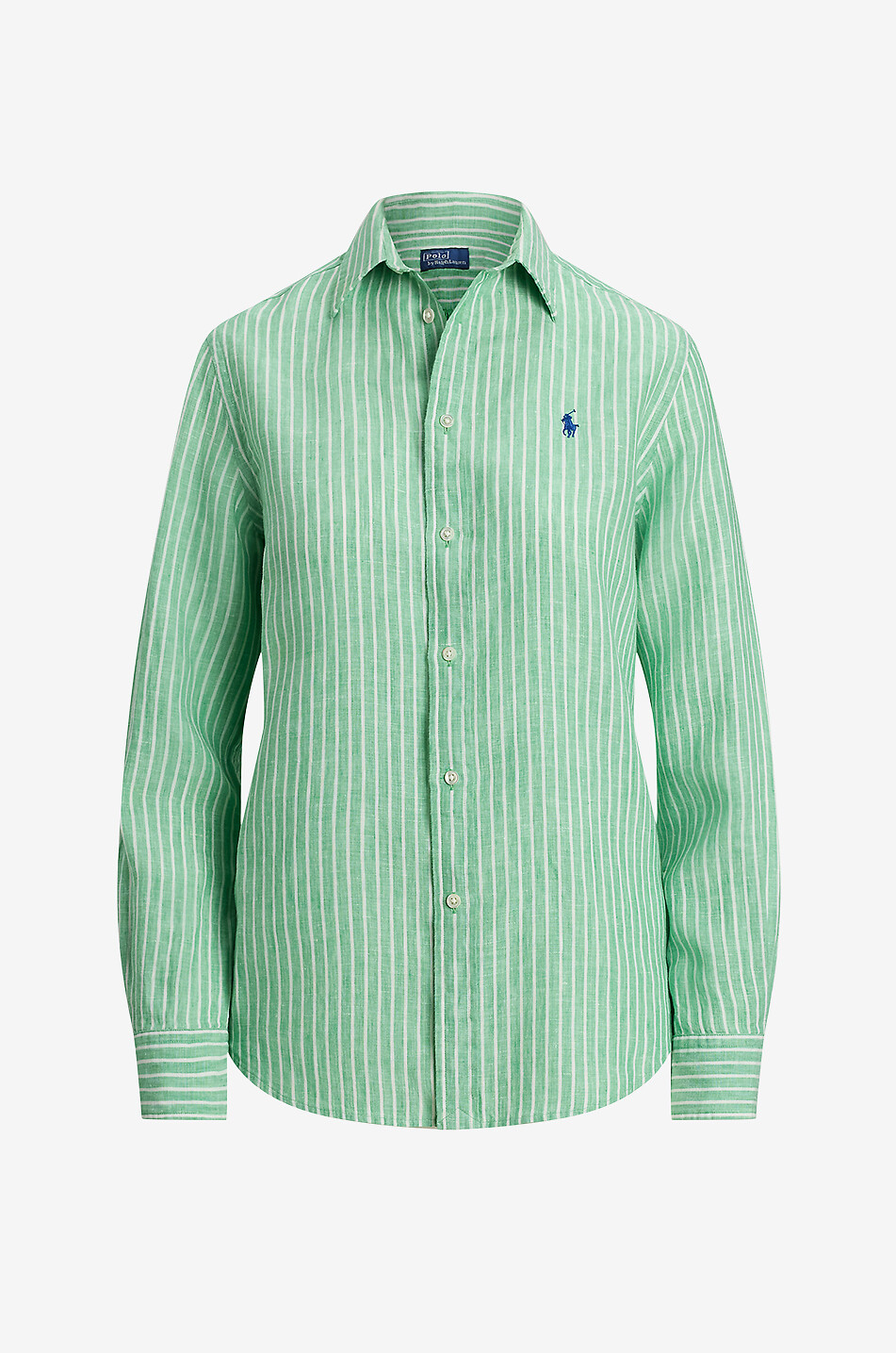 POLO RALPH LAUREN Classic Fit striped linen long-sleeved shirt Women LIGHT GREEN 1