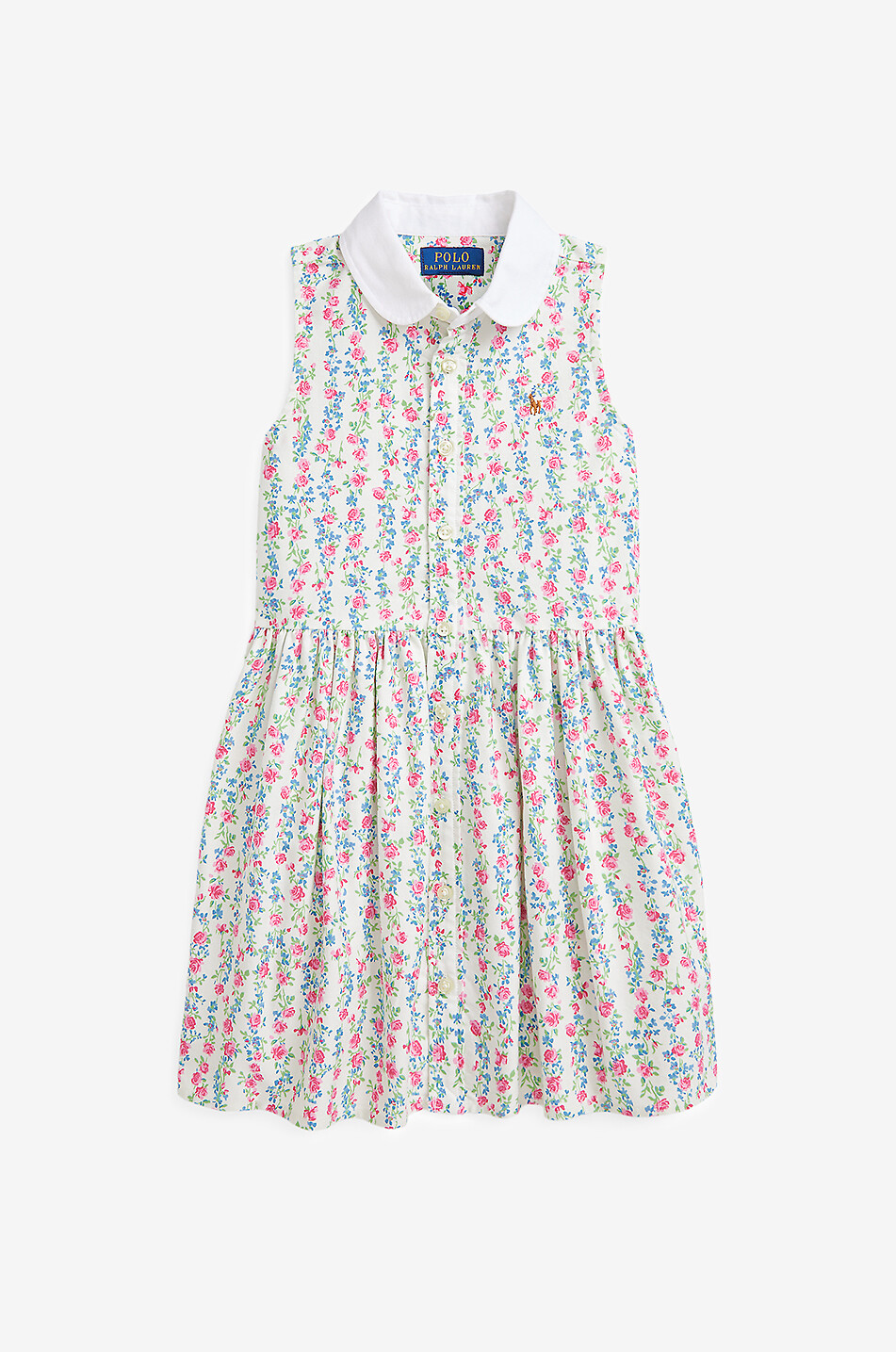 Sleeveless floral girls' shirt dress