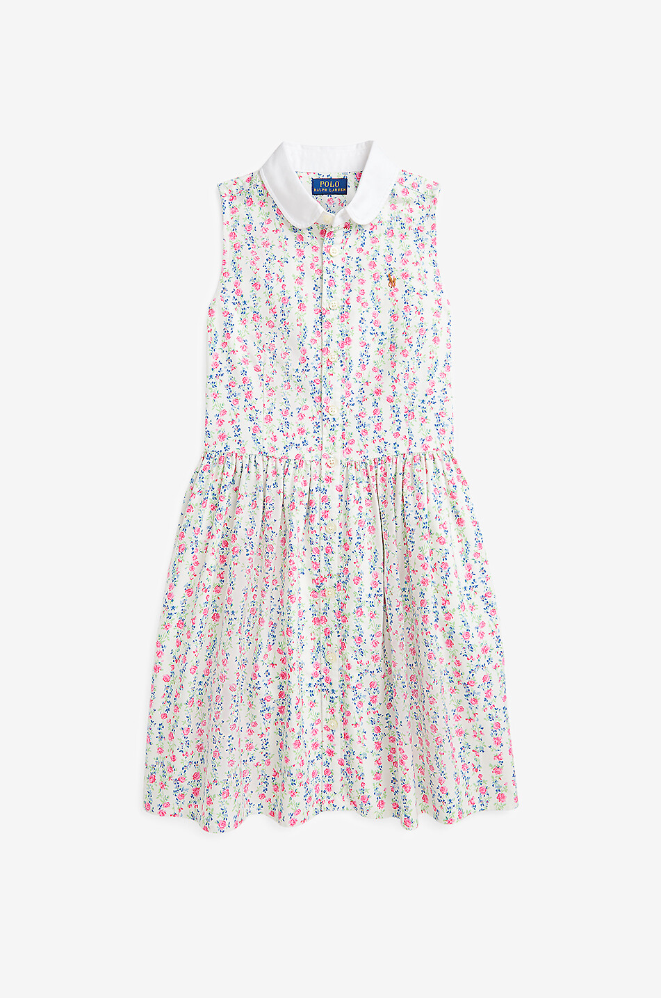 Sleeveless floral girls' shirt dress