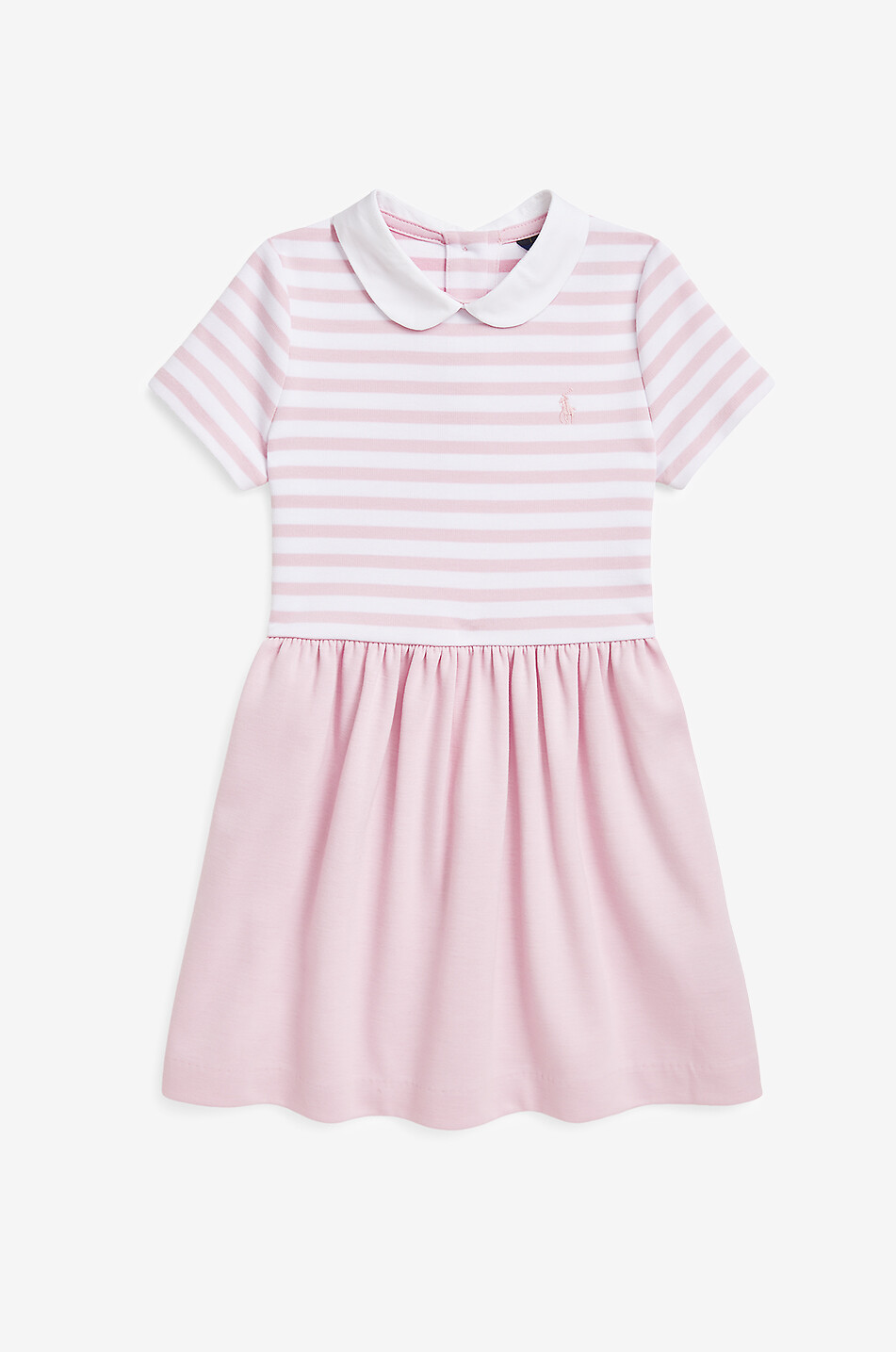 Mädchen-Jersey-Kurzarm-Kleid mit Streifen Pony