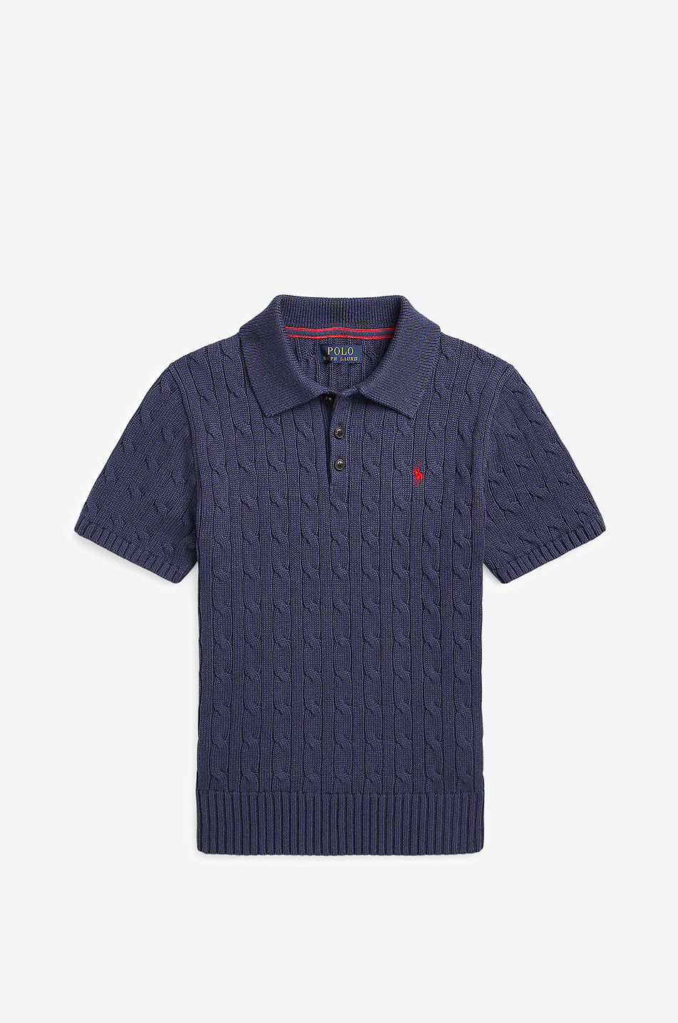 Jungen-Kurzarm-Zopfstrick-Polohemd Pony