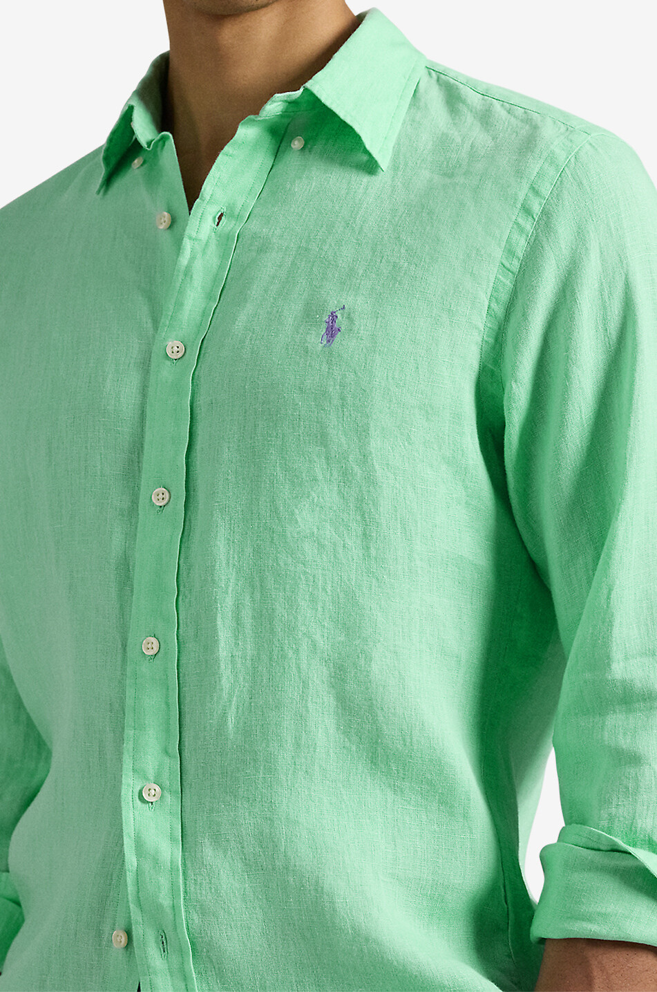 POLO RALPH LAUREN Langarm-Hemd aus Leinen Pony Custom Fit Herren GRÜN 5