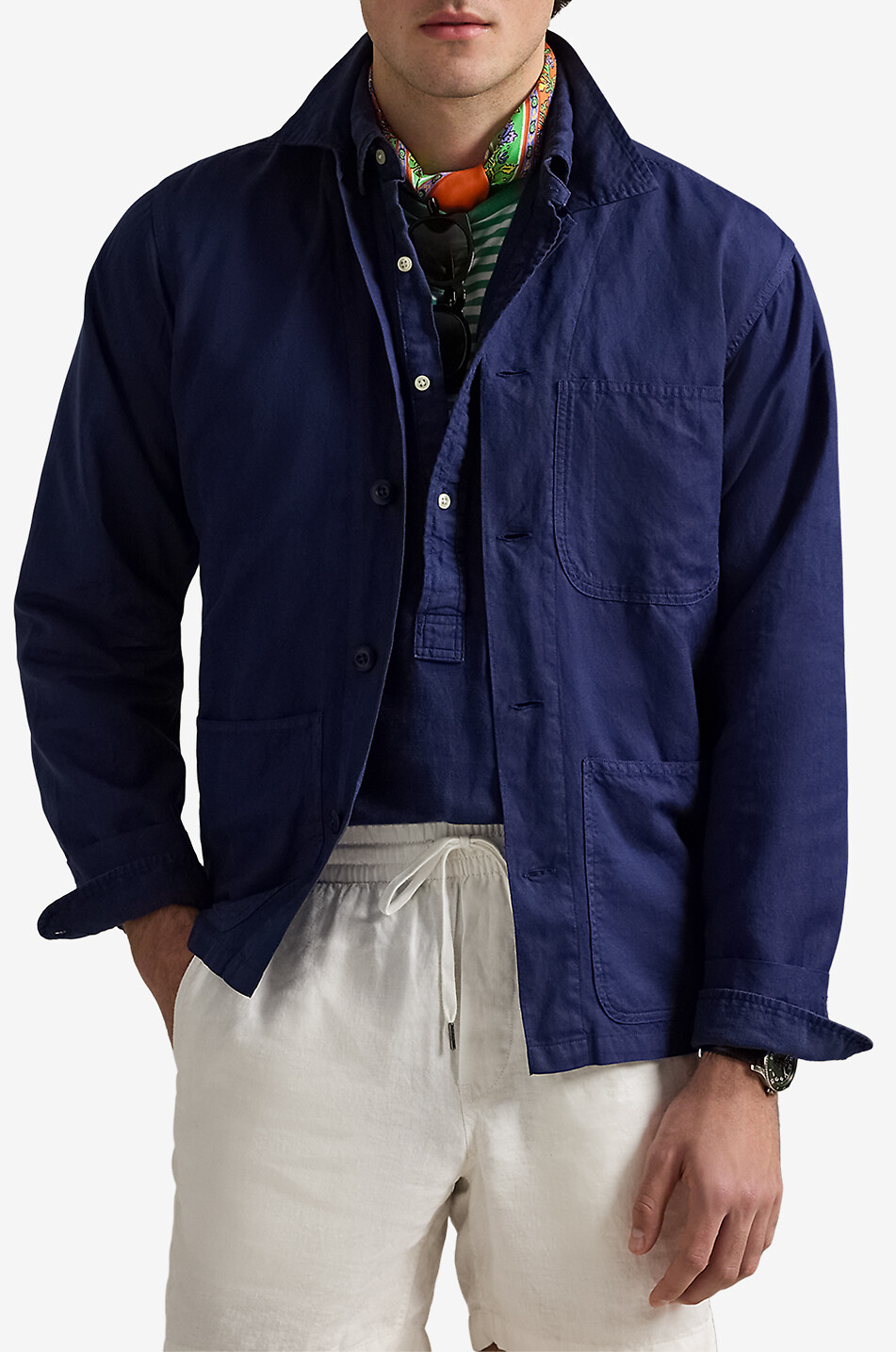 POLO RALPH LAUREN Surchemise en coton et lin Homme BLEU FONCE 2