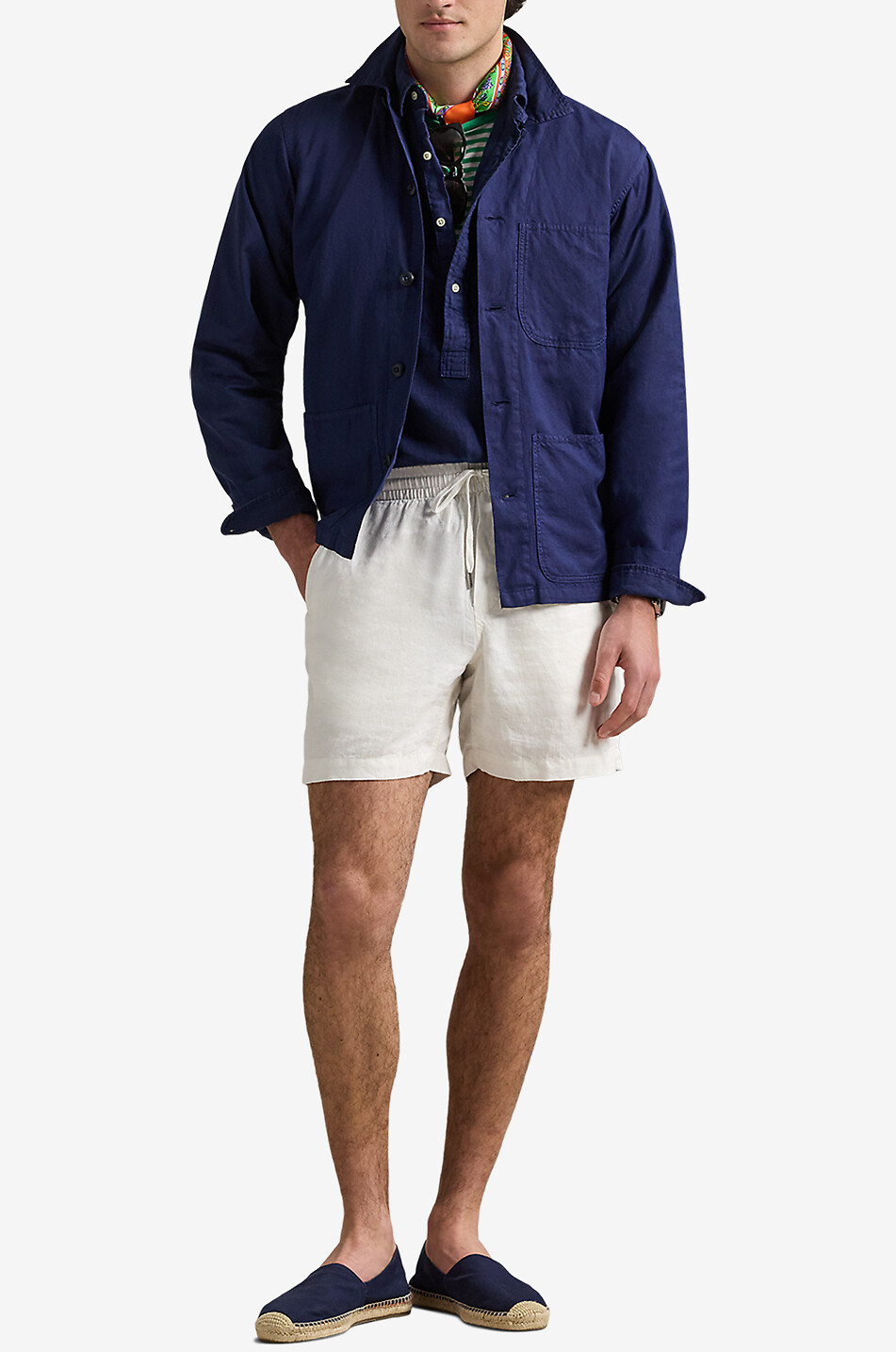 POLO RALPH LAUREN Surchemise en coton et lin Homme BLEU FONCE 4