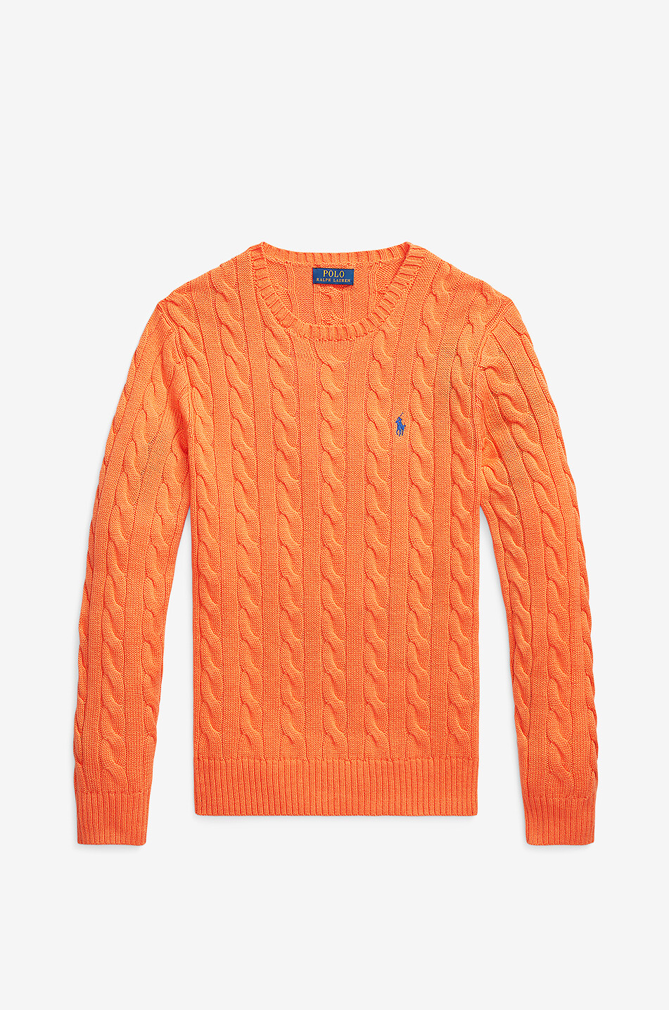 Pony embroidered cable knit cotton jumper