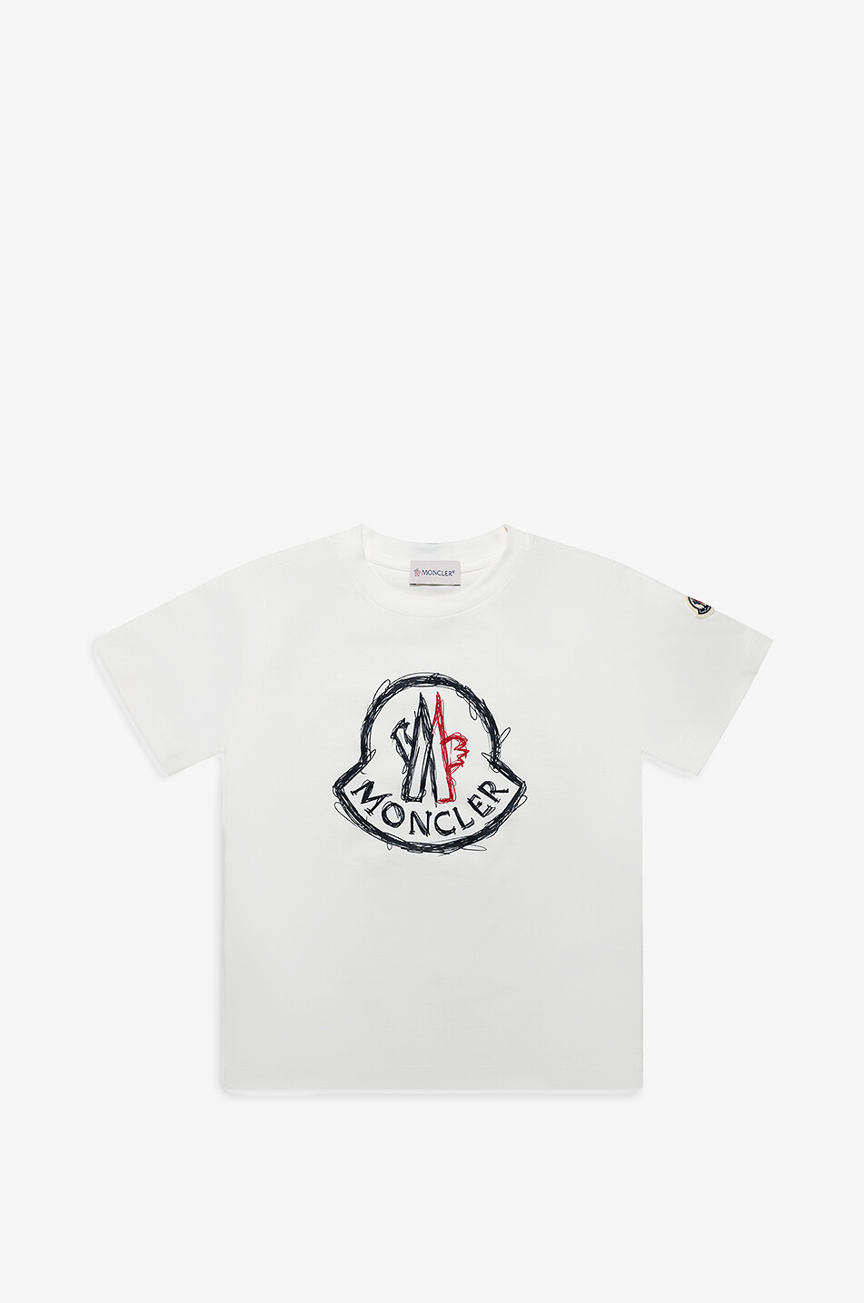MONCLER Jungen-Kurzarm-T-Shirt Logo Doodle Junge WEISS 1