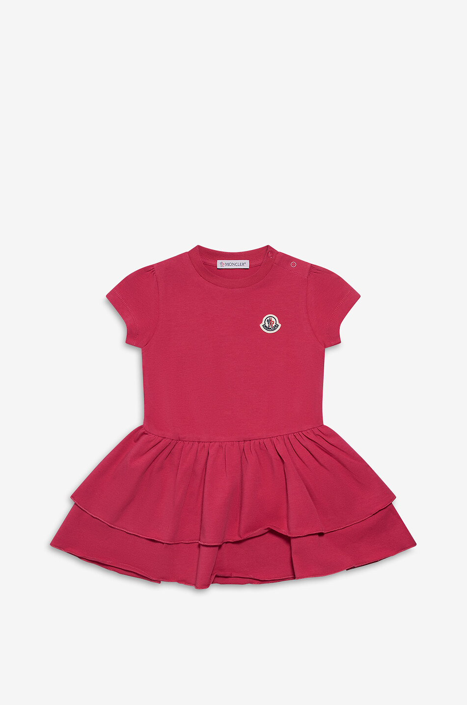 Logo patch adorned baby tiered-flounced T-shirt dress