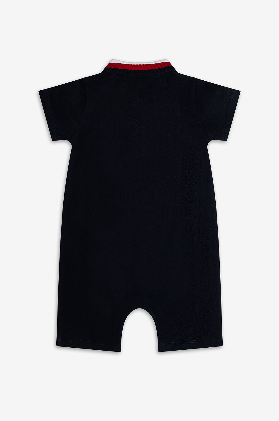 MONCLER Baby polo playsuit with tricolour striped collar Baby DARK BLUE 2