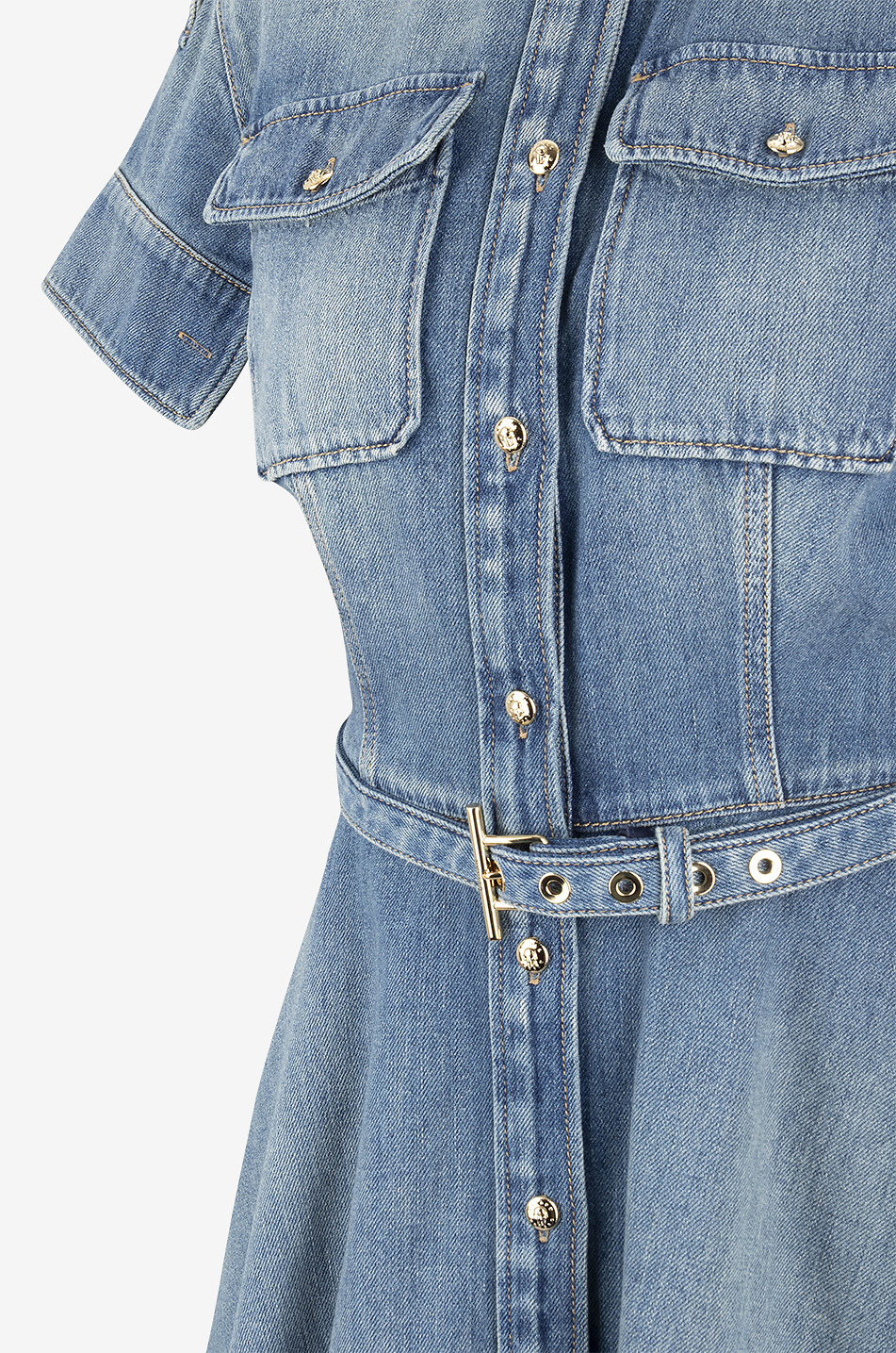 ALEXANDER McQUEEN Mini robe chemise en denim Stone Washed Femme BLEU 3