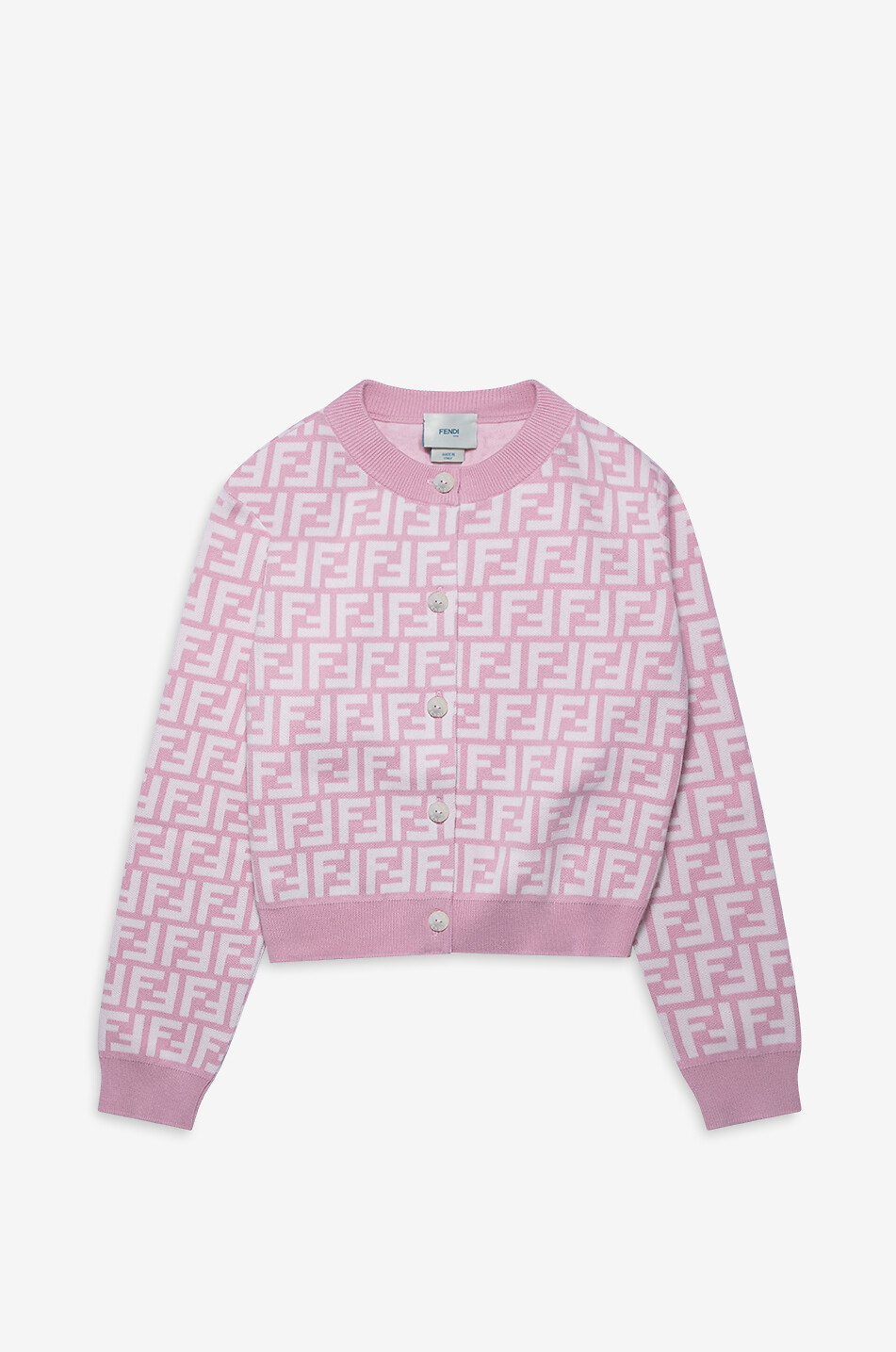 FENDI FF jacquard knit girls' cardigan Girl PINK 1