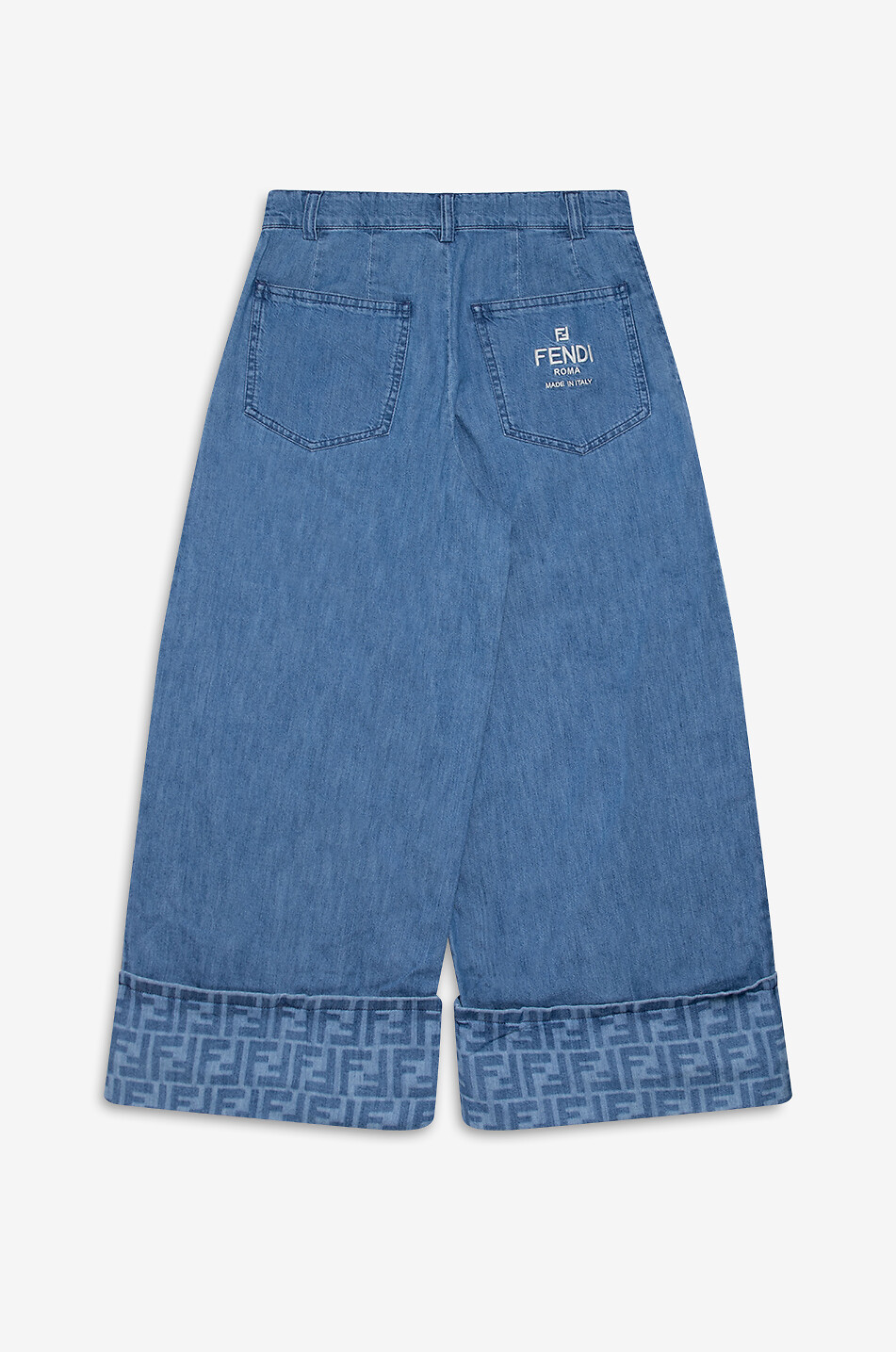 FENDI Weite leichte Mädchen-Jeans mit hoher Taille und FF-Motiv Mädchen BLAU 2