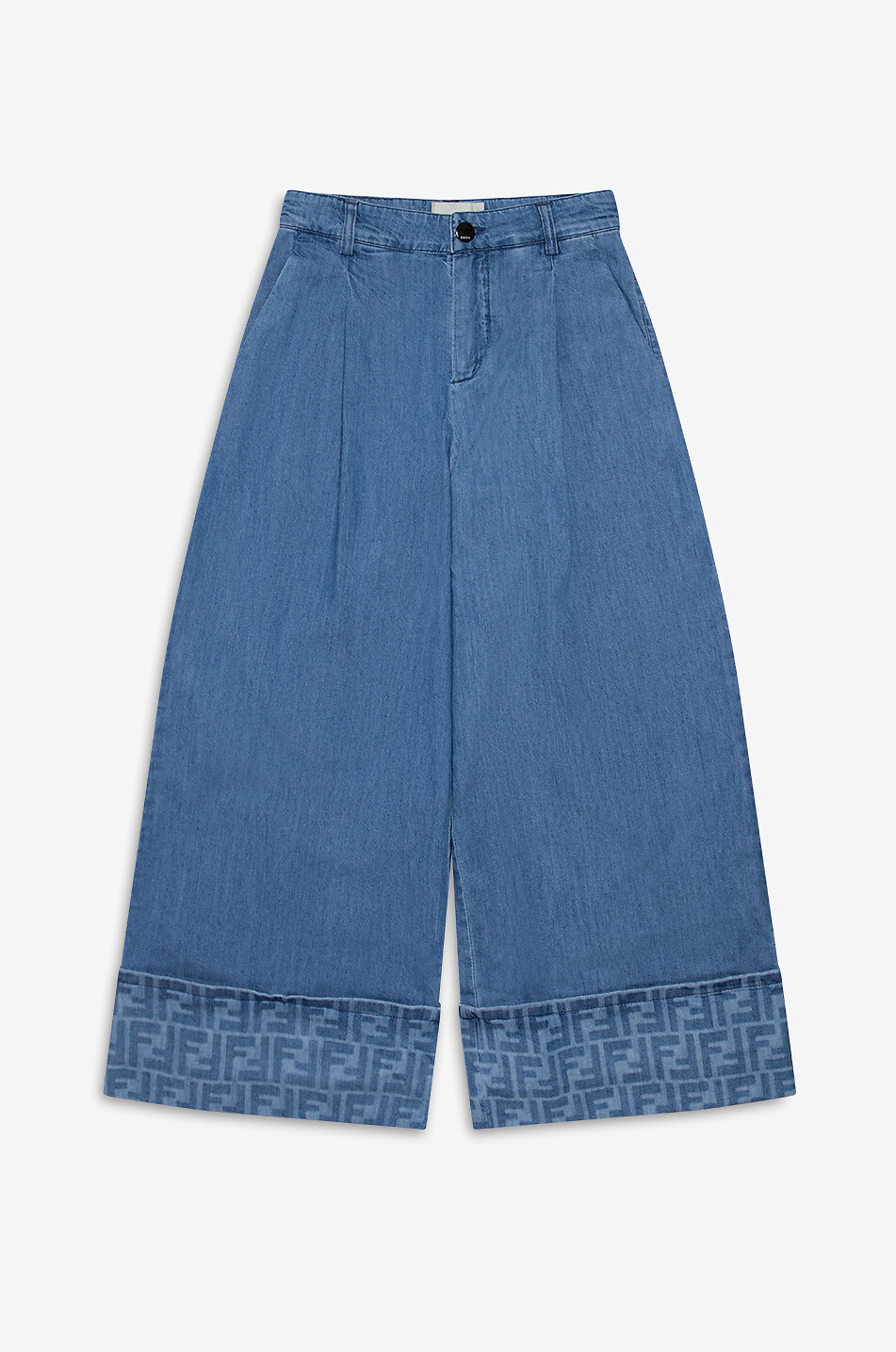 FENDI Weite leichte Mädchen-Jeans mit hoher Taille und FF-Motiv Mädchen BLAU 1