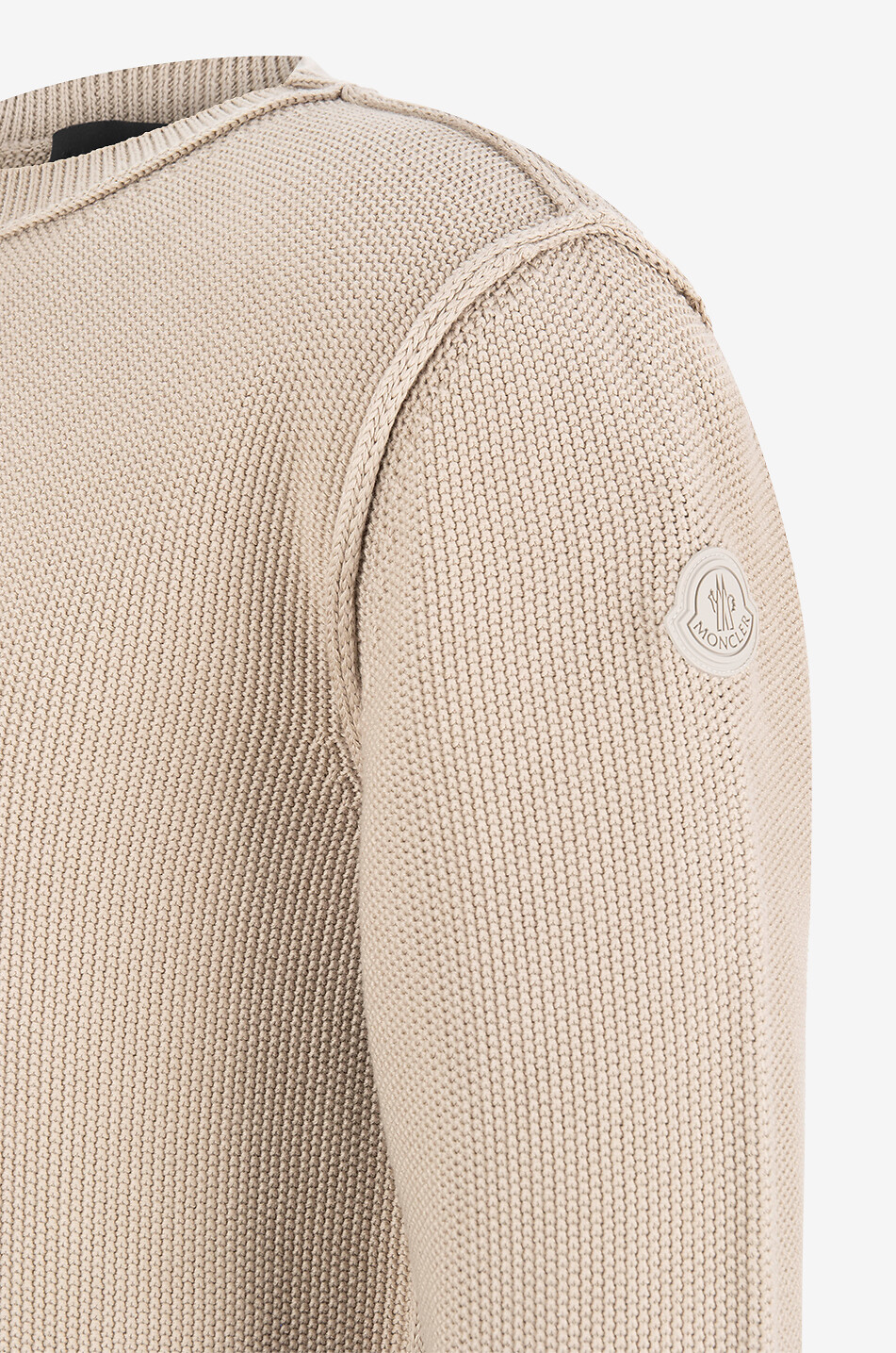 MONCLER Matt Black rice knit cotton jumper Men BEIGE 3
