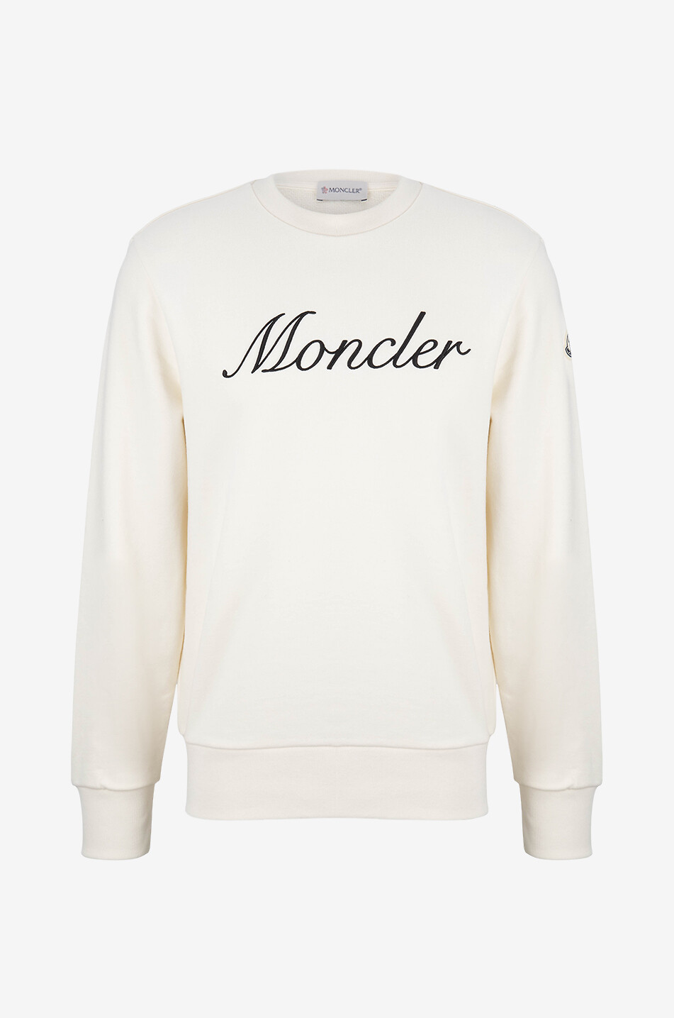 MONCLER Rundhals-Sweatshirt mit Logostickerei Script Herren WEISS 1