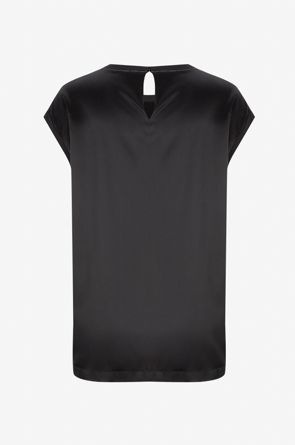 BRUNELLO CUCINELLI Top sans manches en satin de soie stretch détail Monile Femme NOIR 2