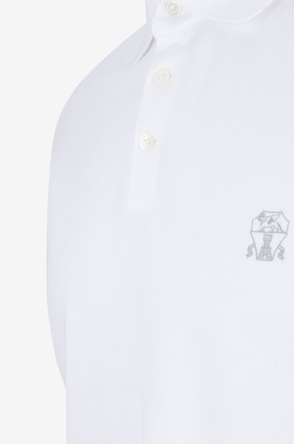 BRUNELLO CUCINELLI Solomeo cotton piqué short-sleeved polo shirt Men WHITE 3