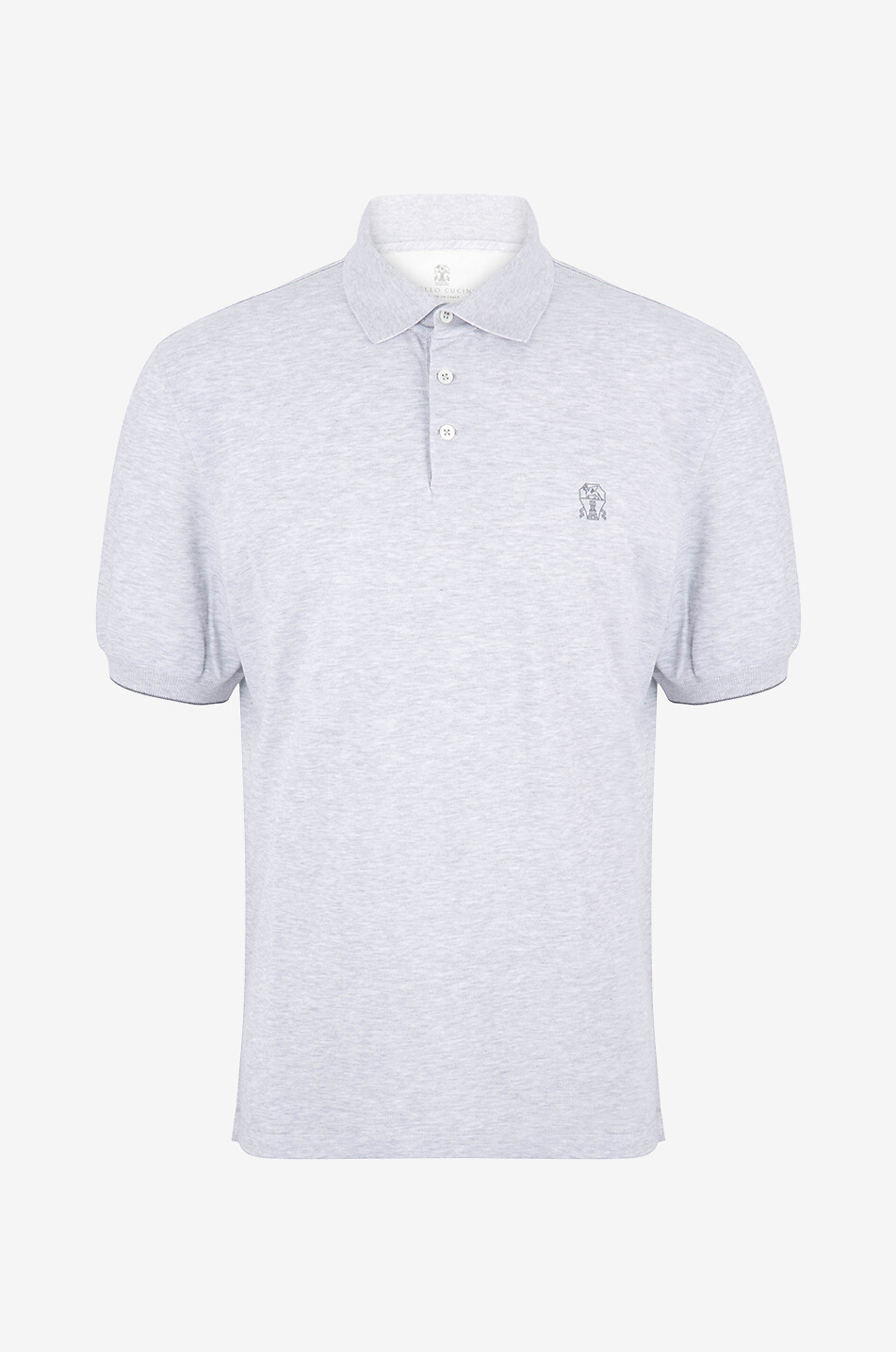 BRUNELLO CUCINELLI Kurzarm-Polohemd aus Baumwollpiqué Solomeo Herren HELLGRAU 1