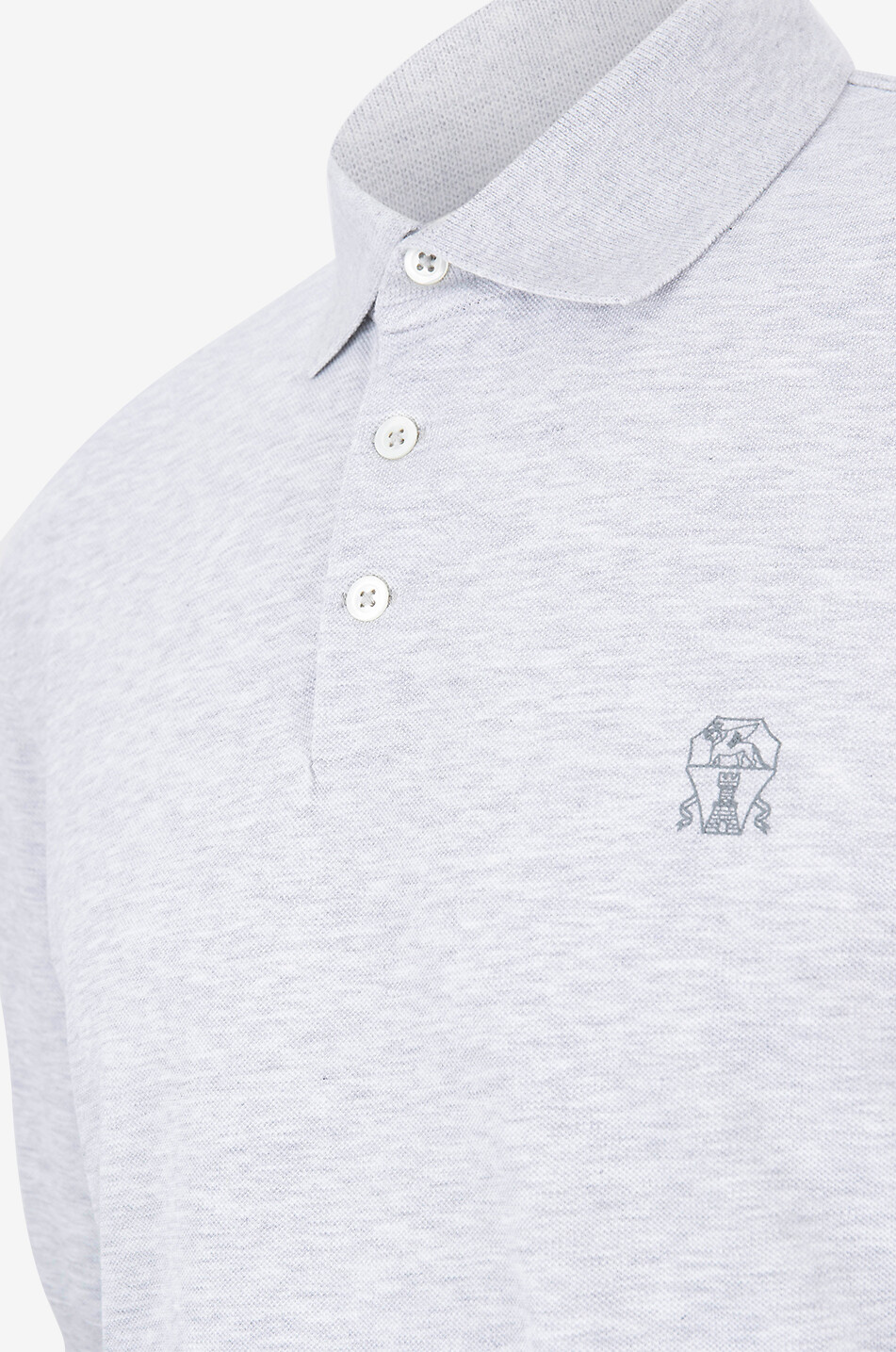 BRUNELLO CUCINELLI Kurzarm-Polohemd aus Baumwollpiqué Solomeo Herren HELLGRAU 3