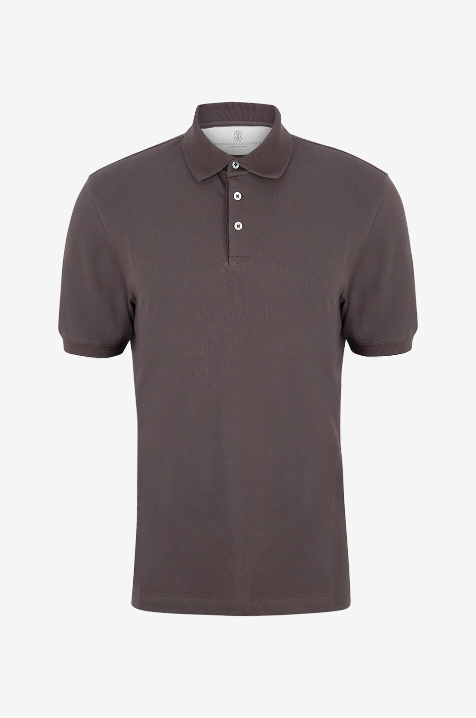 BRUNELLO CUCINELLI Kurzarm-Polohemd aus Baumwollpiqué Solomeo Herren DUNKELBRAUN 1