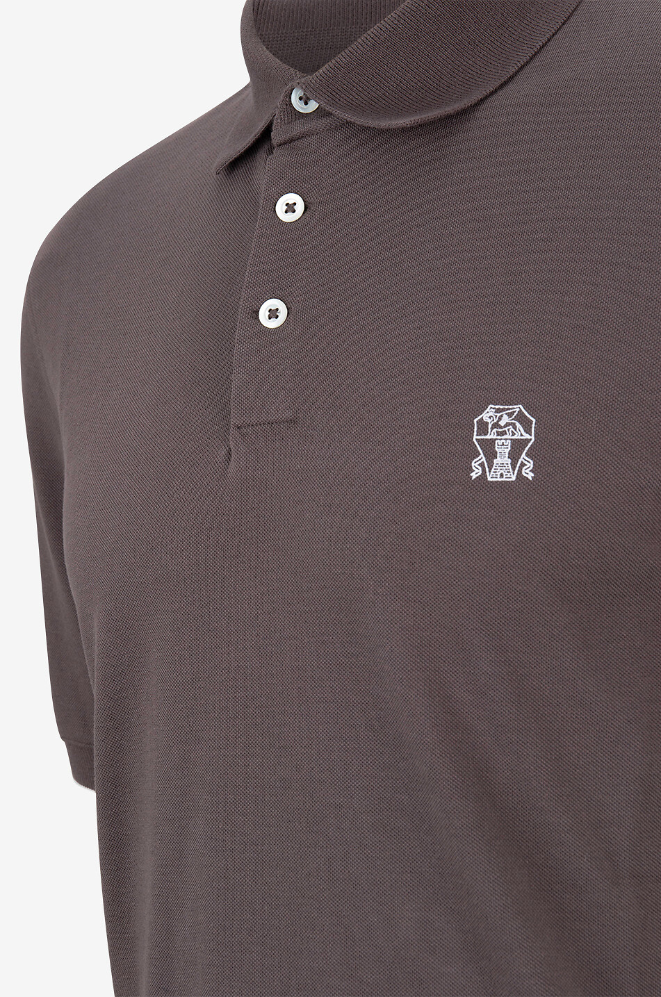 BRUNELLO CUCINELLI Kurzarm-Polohemd aus Baumwollpiqué Solomeo Herren DUNKELBRAUN 3