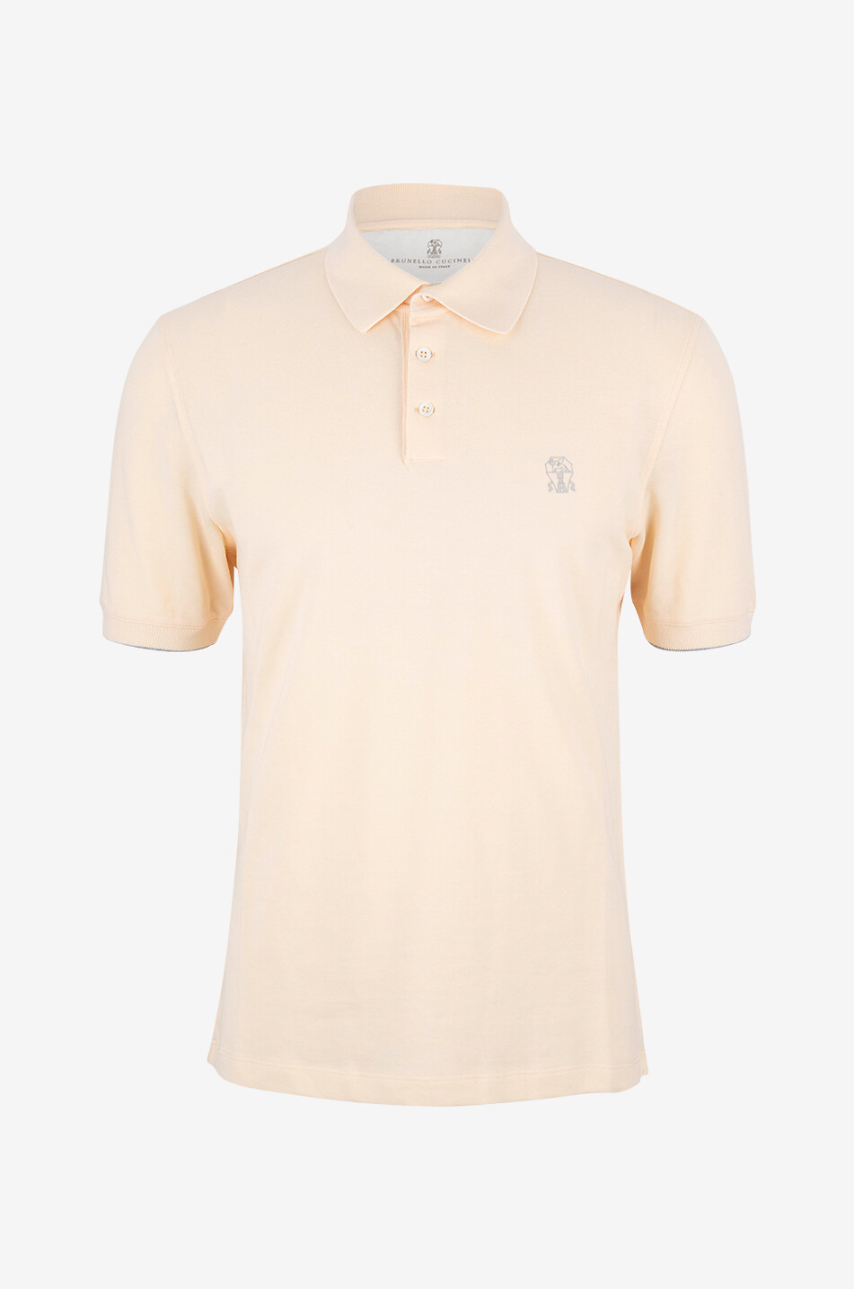 BRUNELLO CUCINELLI Solomeo cotton piqué short-sleeved polo shirt Men LIGHT ORANGE 1
