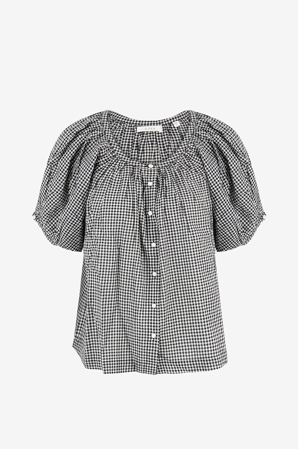 DÔEN June gingham check organic cotton blouse Women BLACK 1