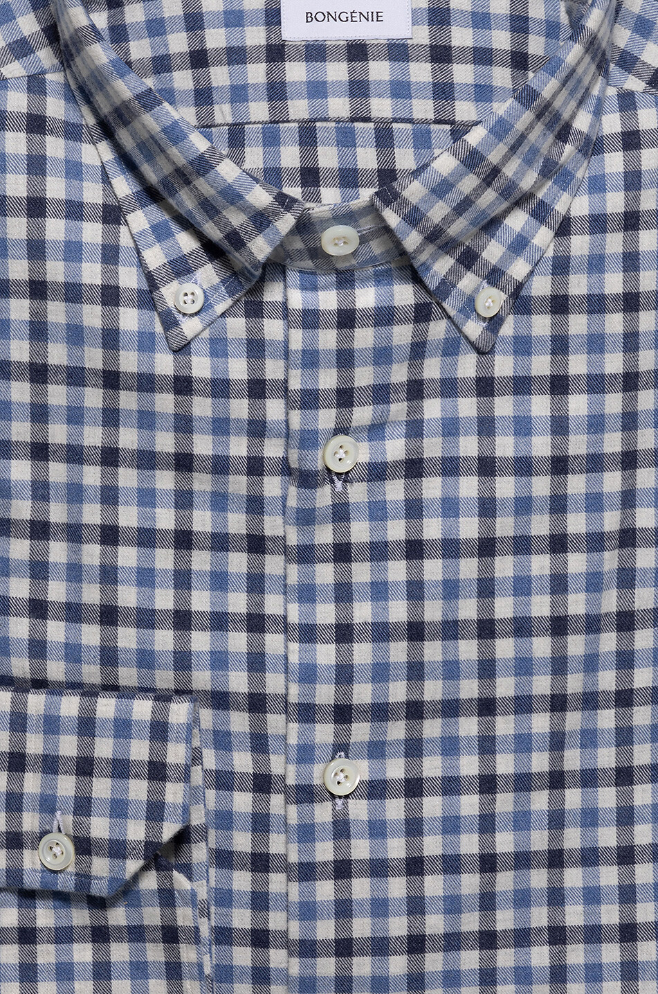 GIAMPAOLO Gingham check flannel shirt Men MEDIUM BLUE 2