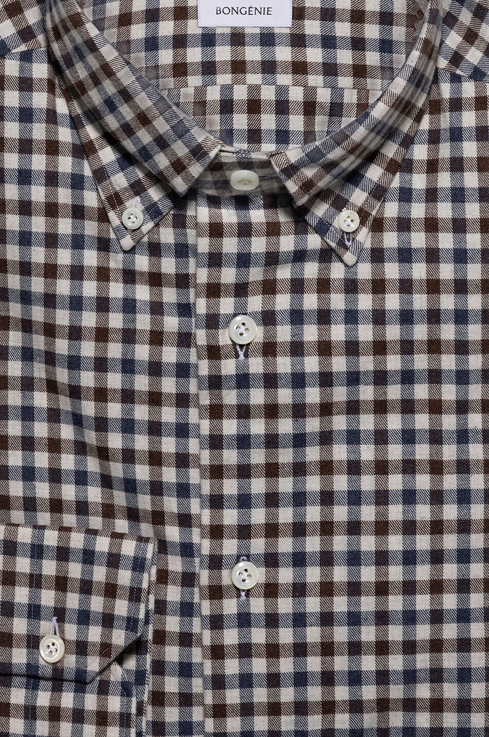 GIAMPAOLO Gingham check flannel shirt Men MEDIUM BROWN 2