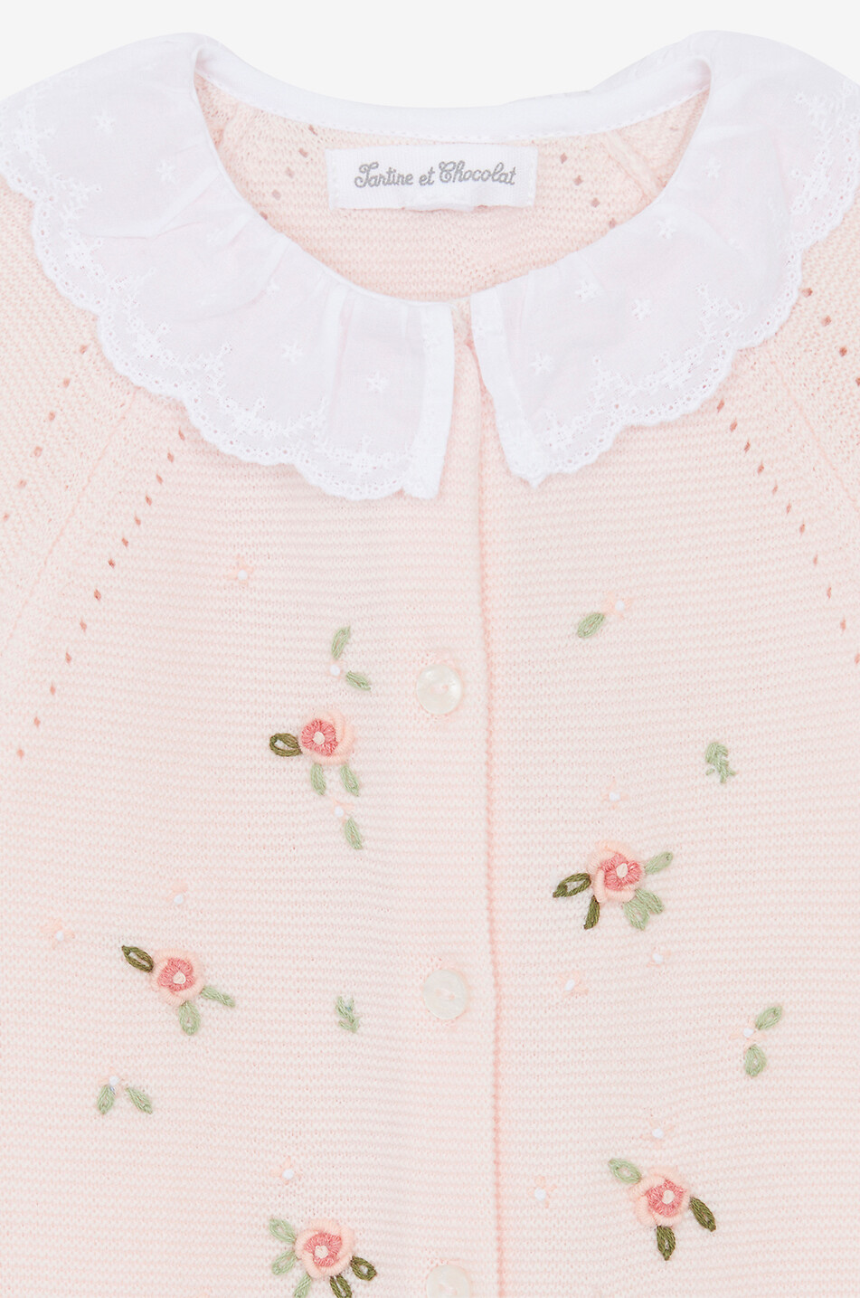 TARTINE ET CHOCOLAT Strick-Overaill mit Rosenstickereien für Babys Baby ROSA 3