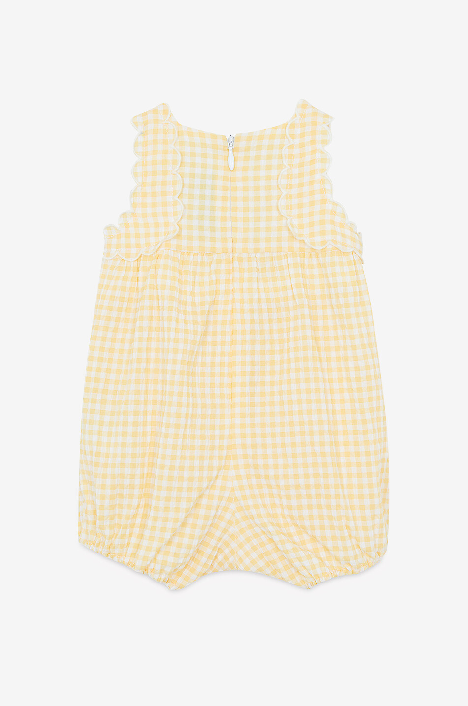 TARTINE ET CHOCOLAT Combi-court bébé à carreaux vichy et broderies marguerite Bébé JAUNE CLAIR 2