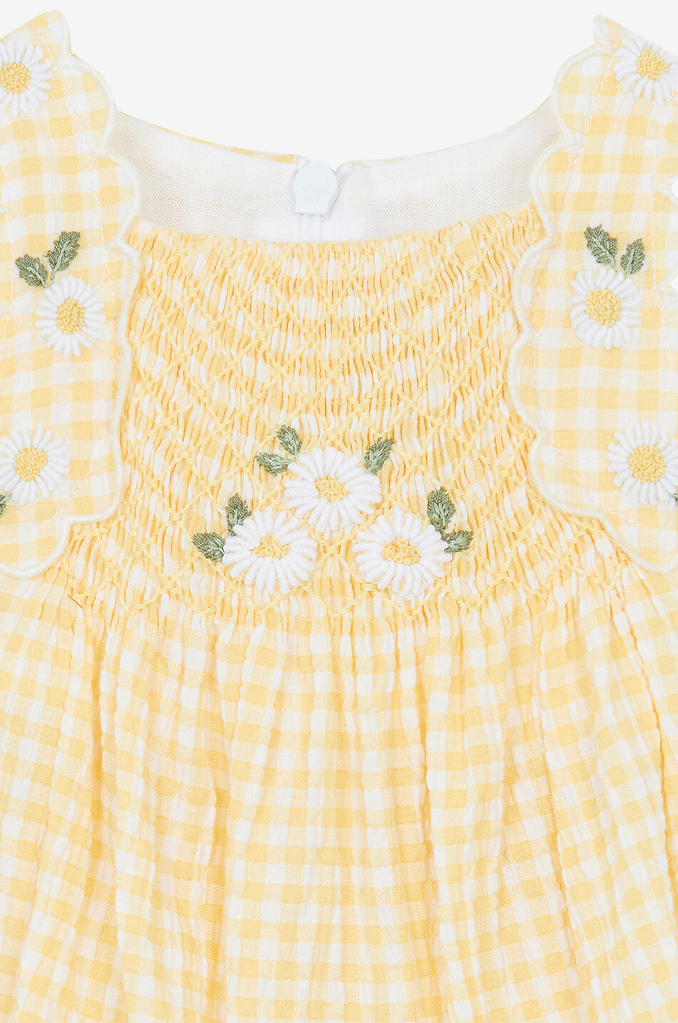 TARTINE ET CHOCOLAT Combi-court bébé à carreaux vichy et broderies marguerite Bébé JAUNE CLAIR 3
