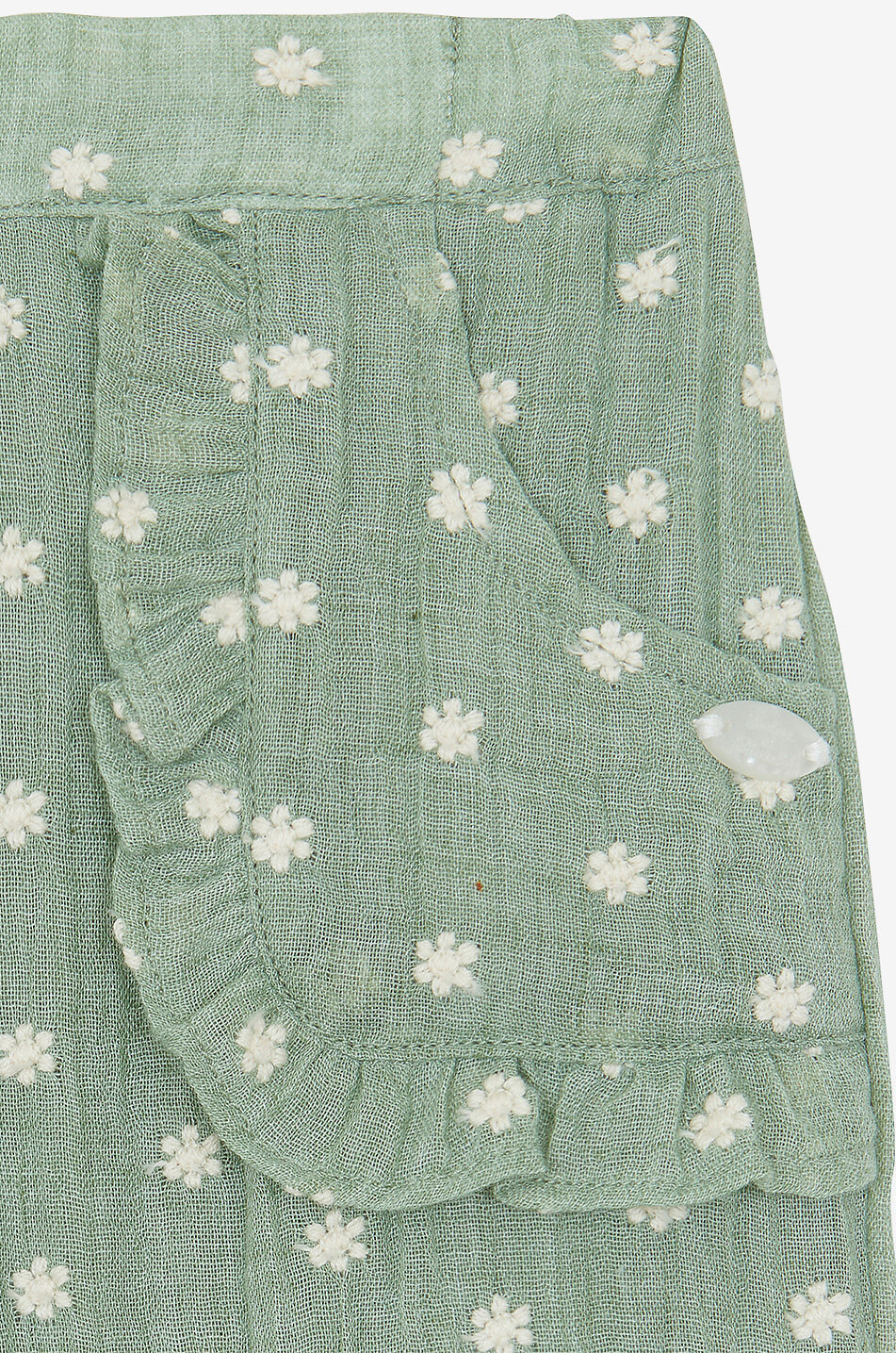 TARTINE ET CHOCOLAT Pantalon brodé marguerites bébé Bébé VERT CLAIR 3