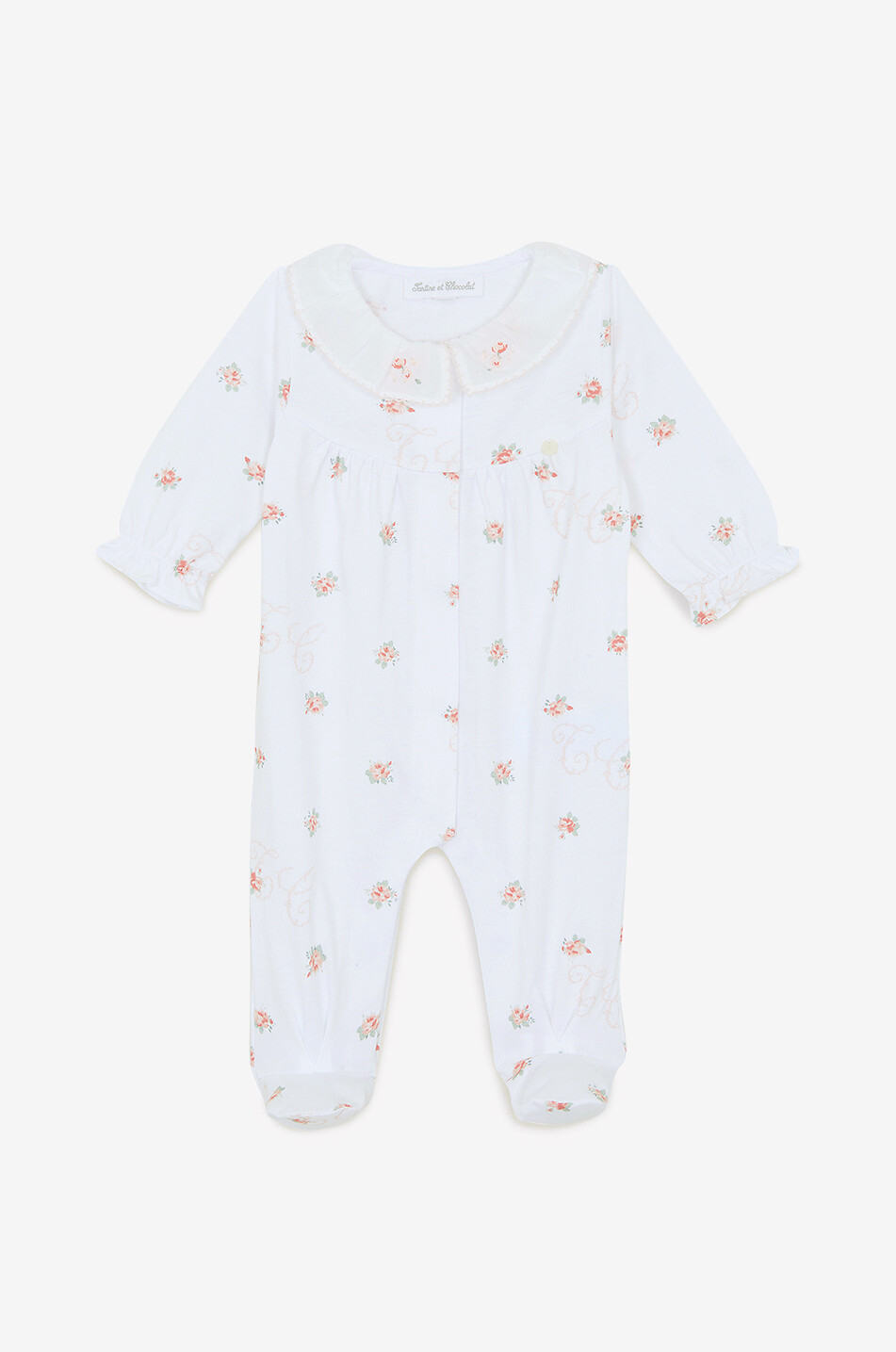 Baby floral sleepsuit with ruffle collar