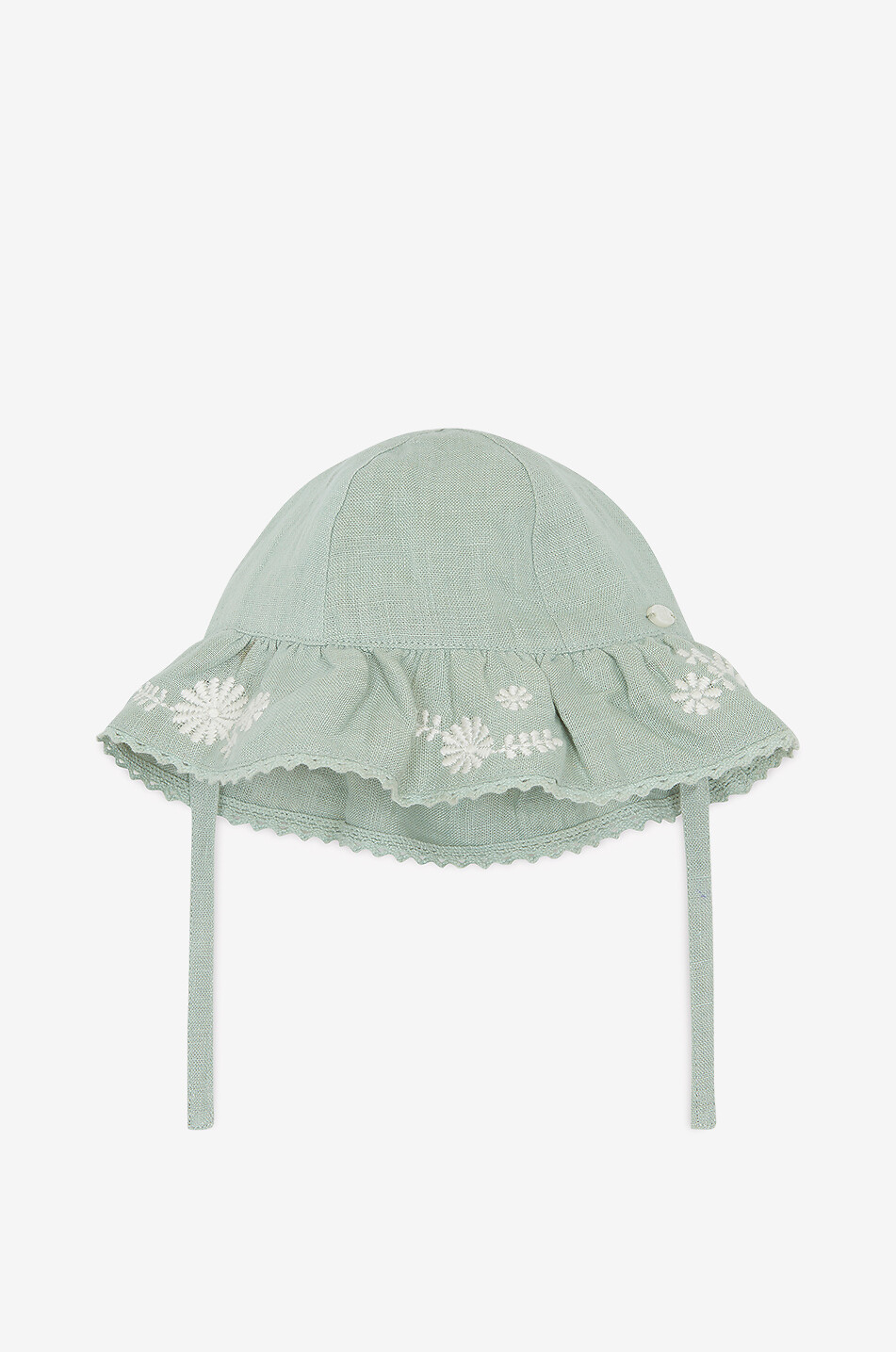 Baby scalloped daisy-embroidered sun hat