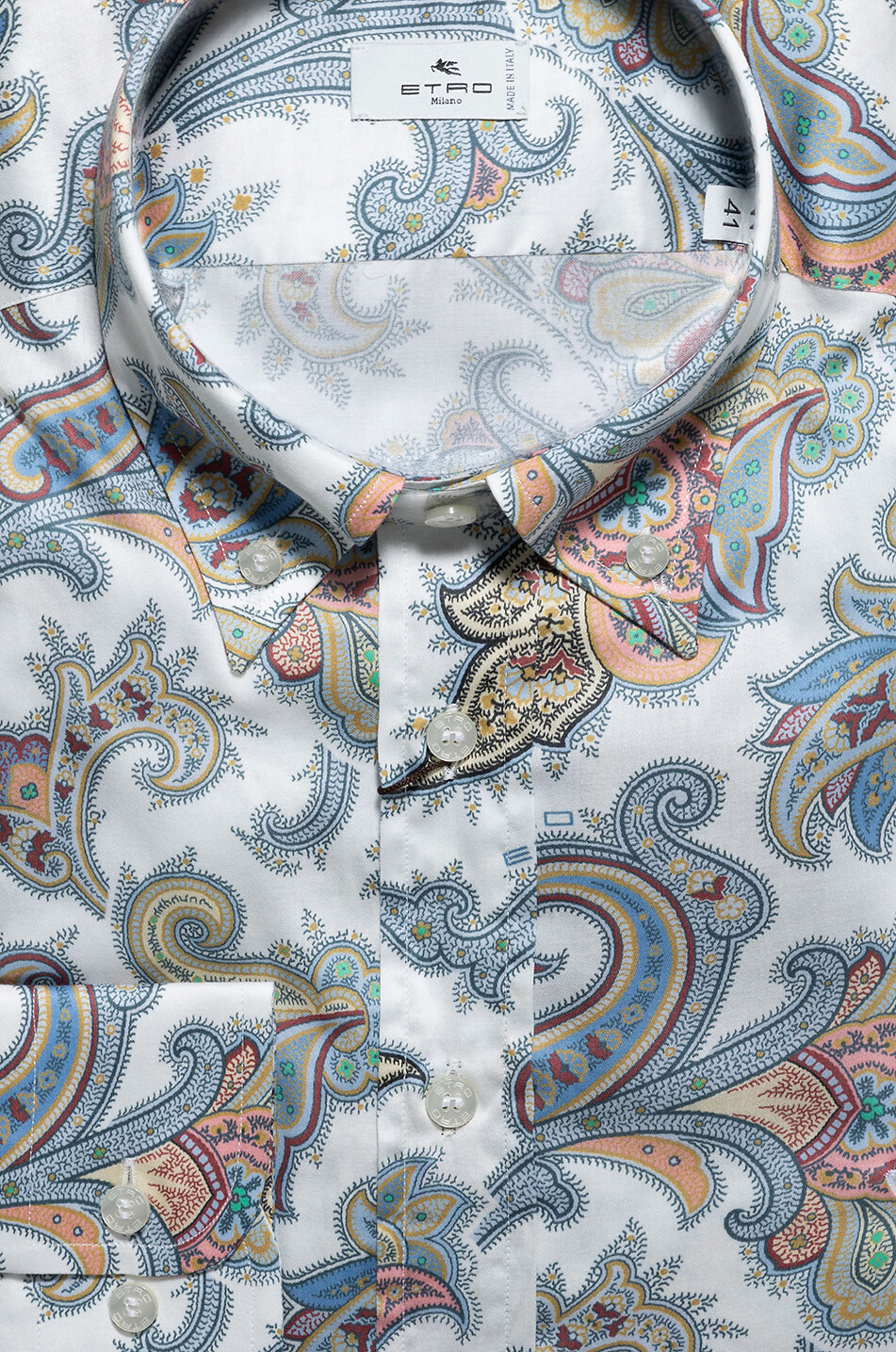 ETRO Baumwollhemd mit geknöpftem Kragen und floralem XL-Paisley-Print Herren WEISS 2