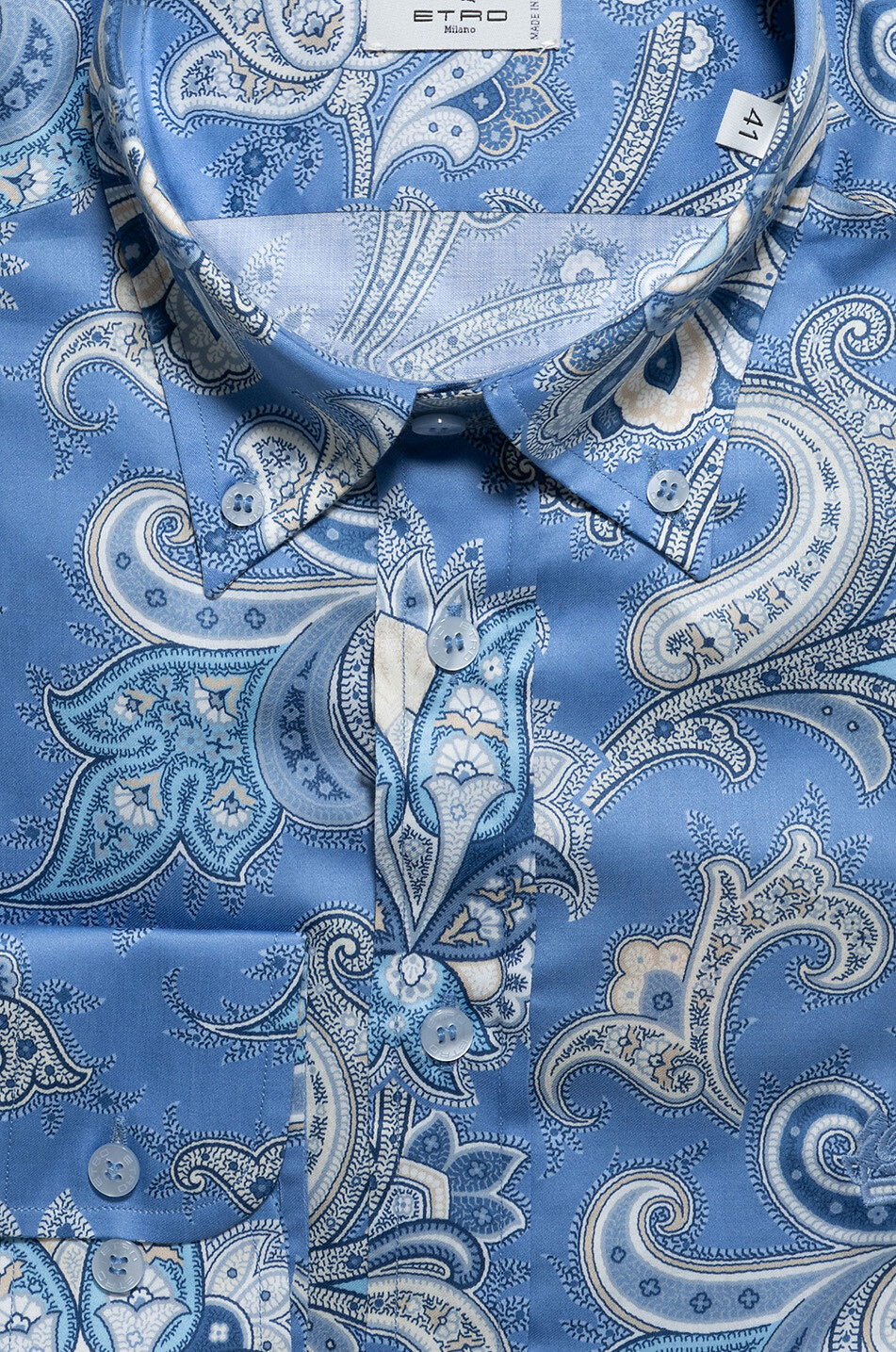 ETRO Baumwollhemd mit geknöpftem Kragen und floralem XL-Paisley-Print Herren MITTELBLAU 3