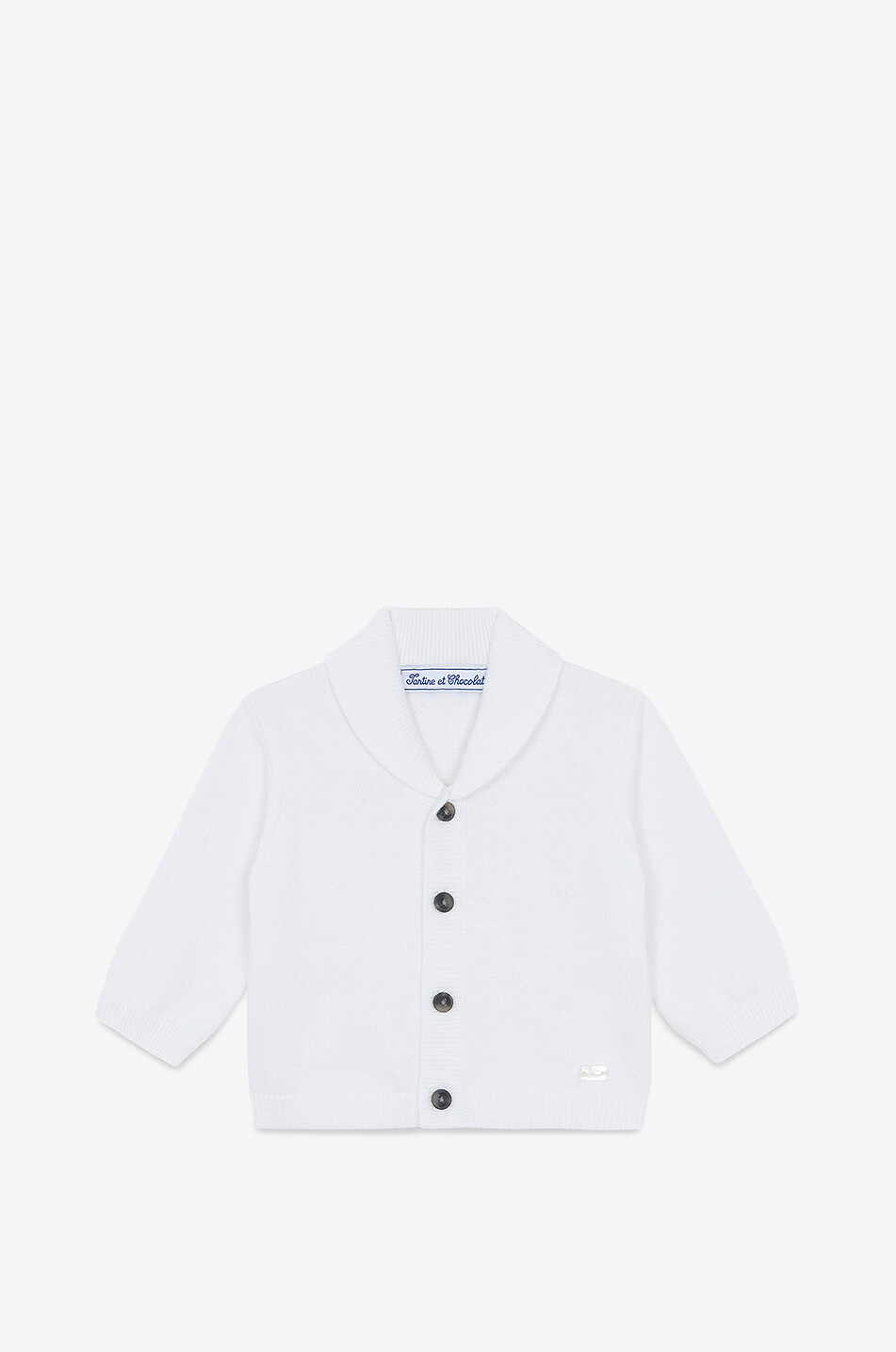 TARTINE ET CHOCOLAT Baby button-down cardigan with shawl collar Baby WHITE 1