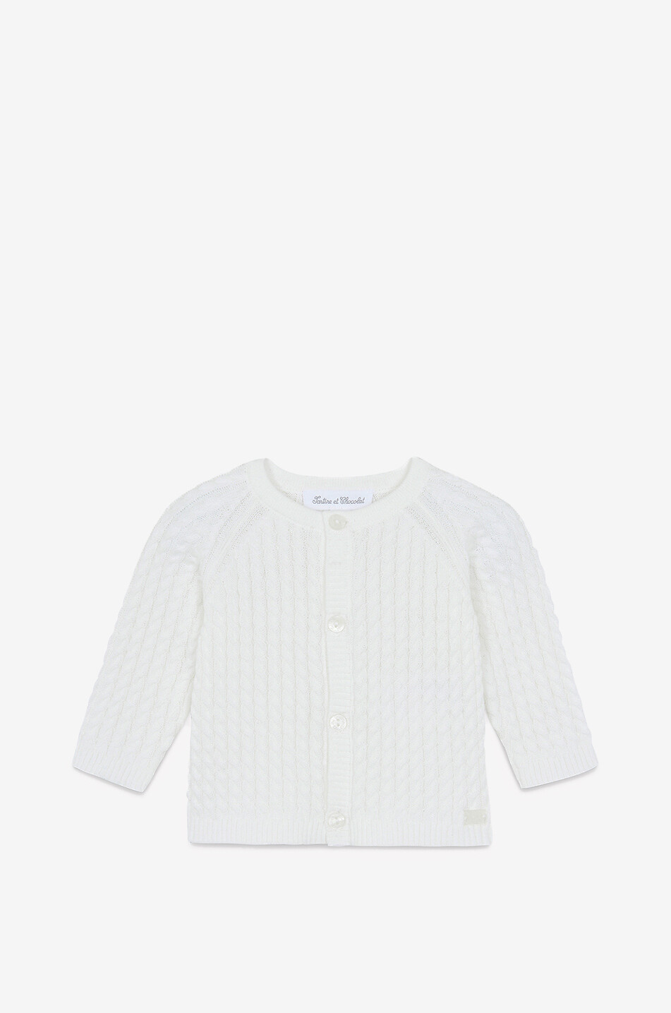 TARTINE ET CHOCOLAT Baby button-down cable-knit cardigan Baby EGGSHELL 1