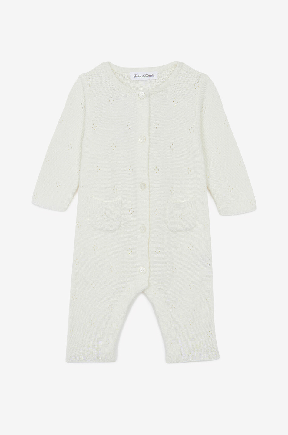 Baby openwork knit jumpsuit