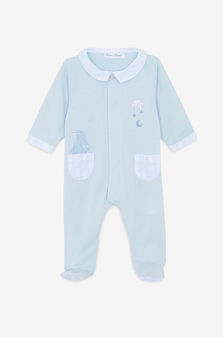 TARTINE ET CHOCOLAT Pyjama bébé en velours imprimé lapin Bébé BLEU 1