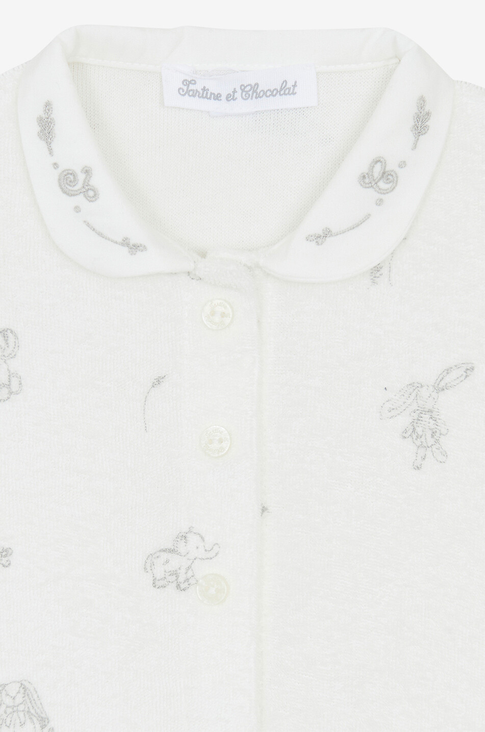 TARTINE ET CHOCOLAT Baby playsuit in velvet with animal prints Baby LIGHT GREY 3