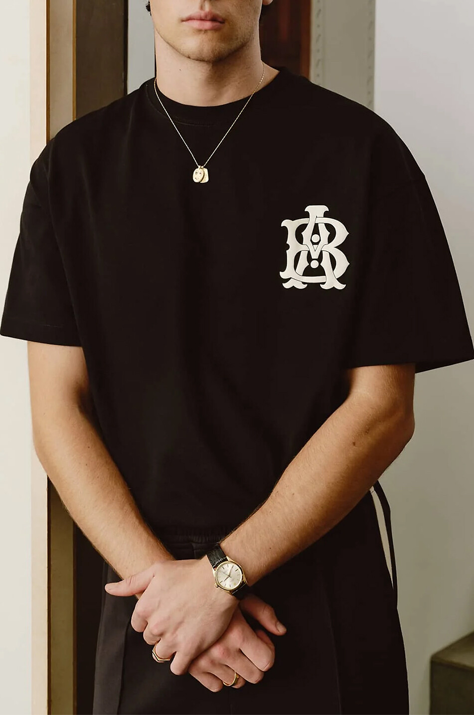 ABOUT:BLANK T-shirt à manches courtes imprimé Monogram Homme NOIR 4